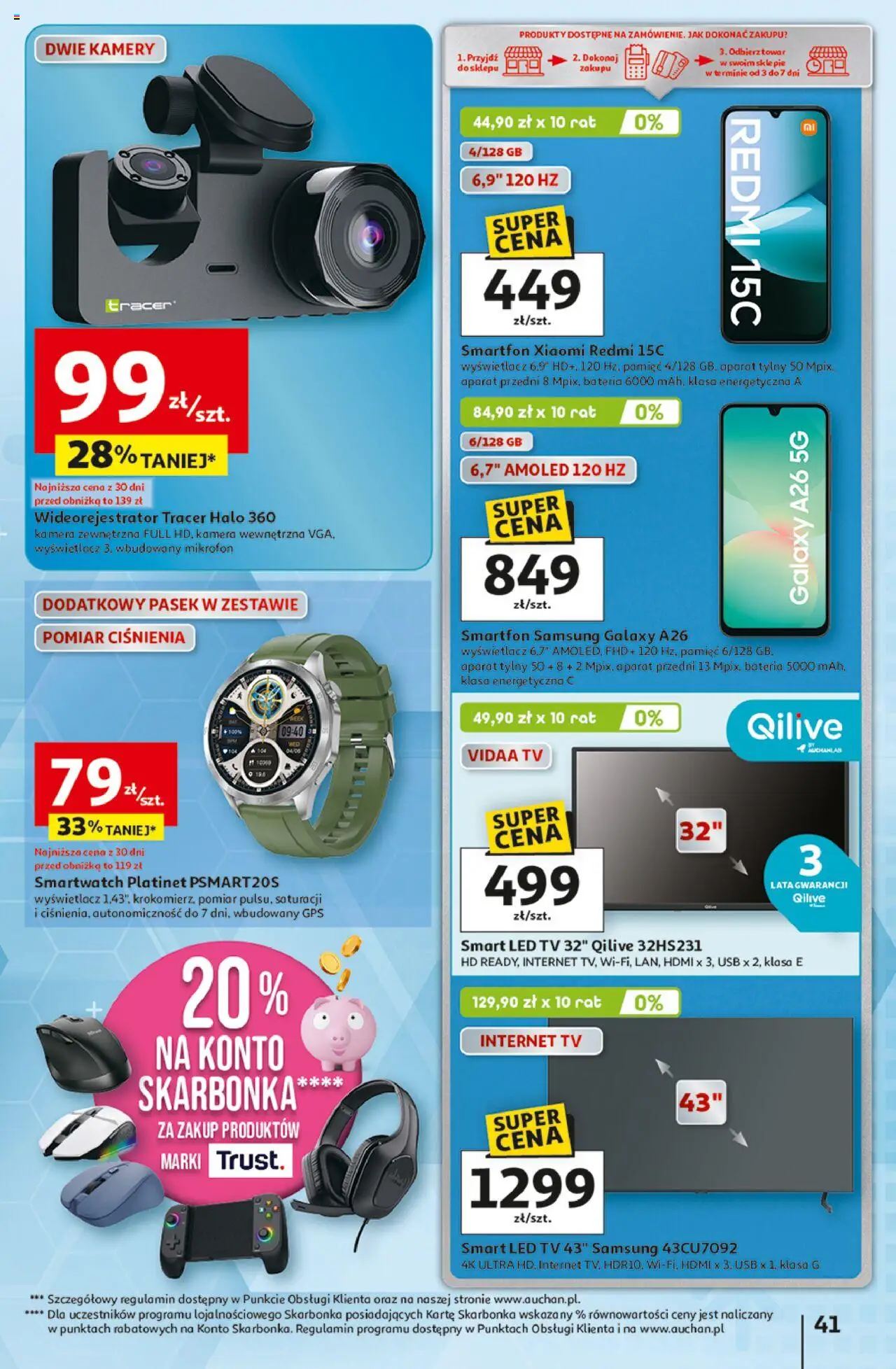 Auchan Gazetka - Wielkie przeboje cenowe Hipermarket od 23.10.2025 | Strona: 41 | Produkty: Smartfon, Mikrofon, USB, Smartwatch