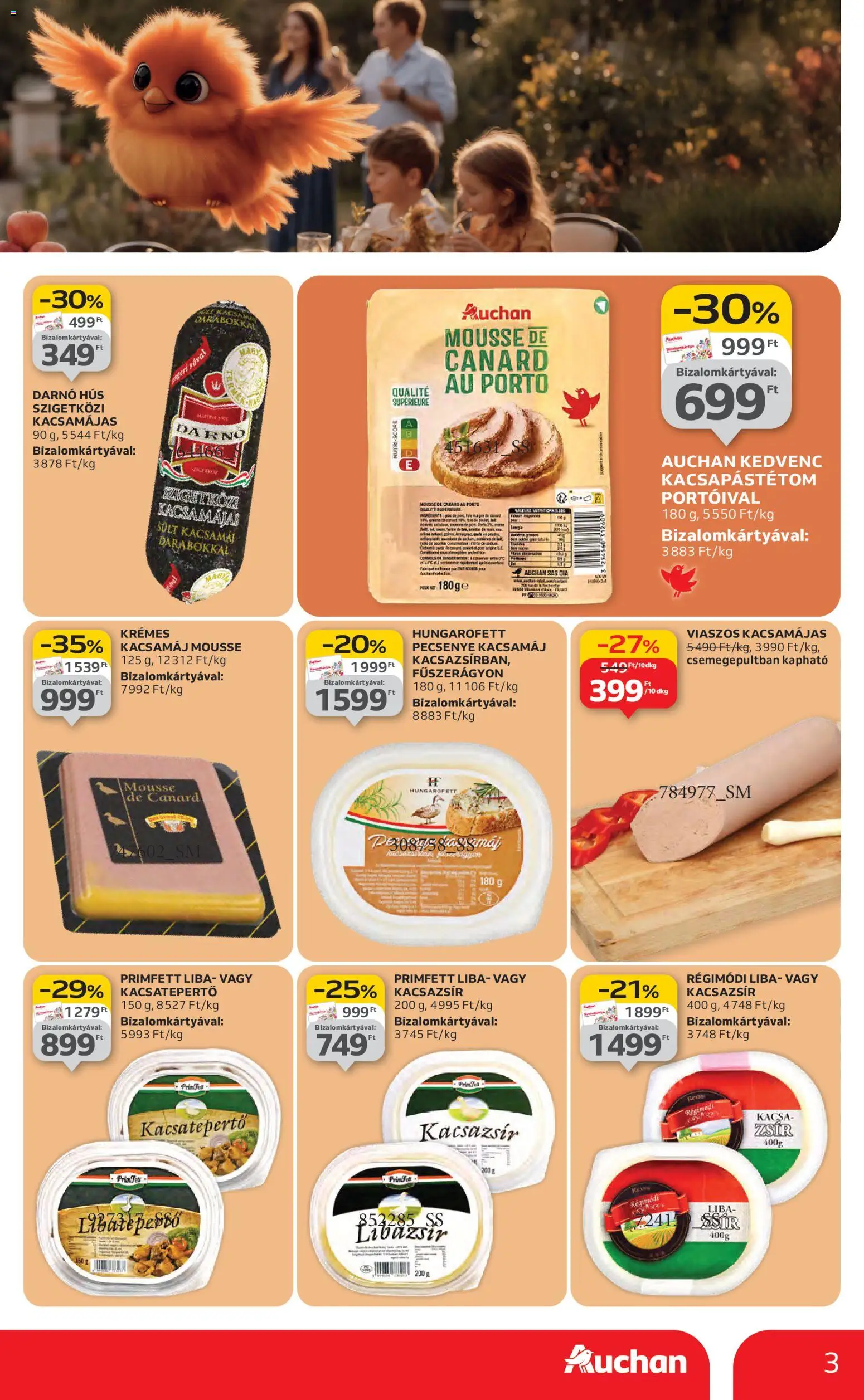 Auchan akciós ujság - amely érvényes a következő dátumtól: 06.11.2025 | Oldal: 3 | Termékek: Kacsamáj, Liba, Kacsa, Kacsazsir
