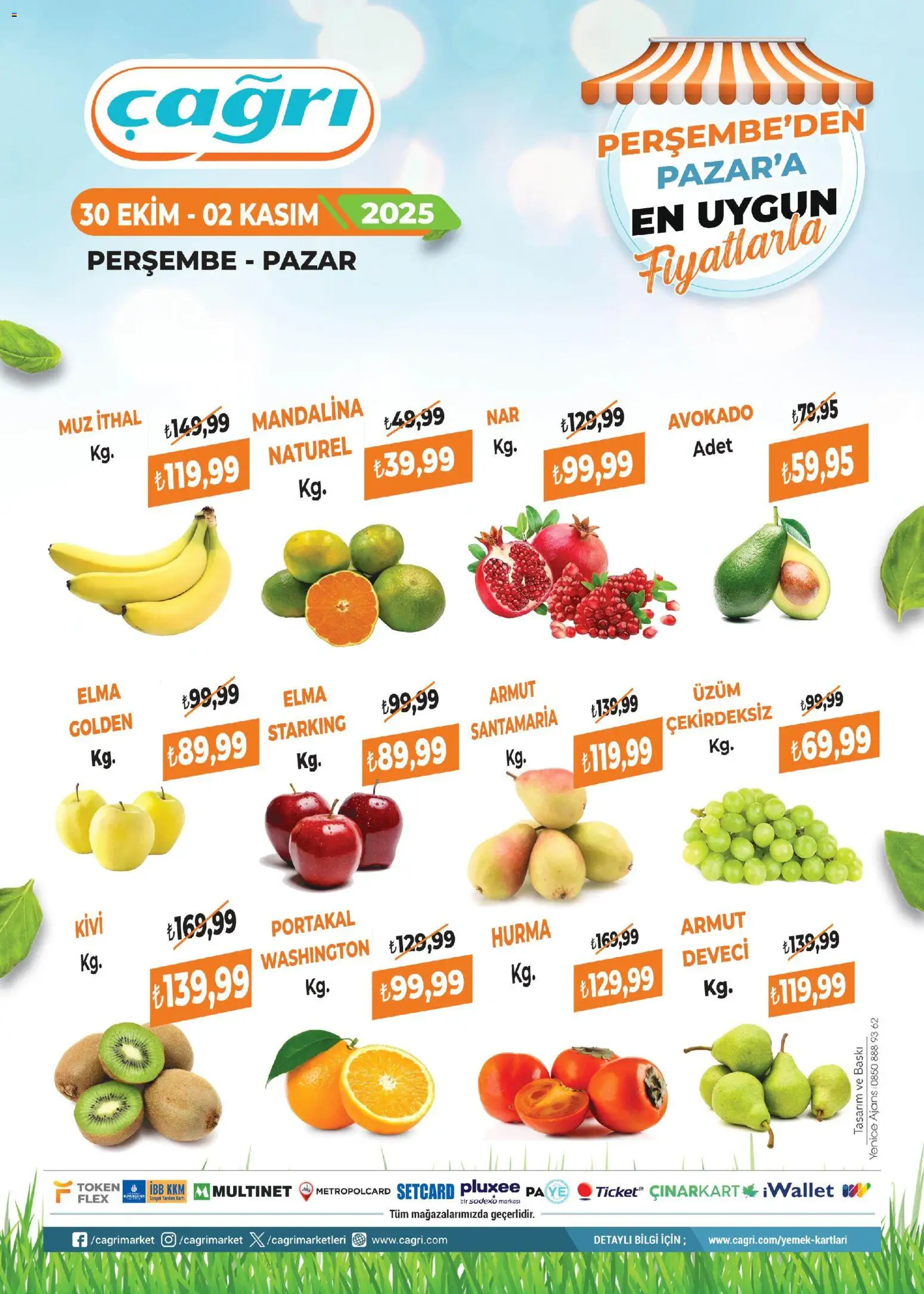 Çağrı Market - Manav - 30.10.2025 tarihinden itibaren geçerlidir | Sayfa: 1 | Ürünler: Baskı, Muz, Mandalina, Avokado