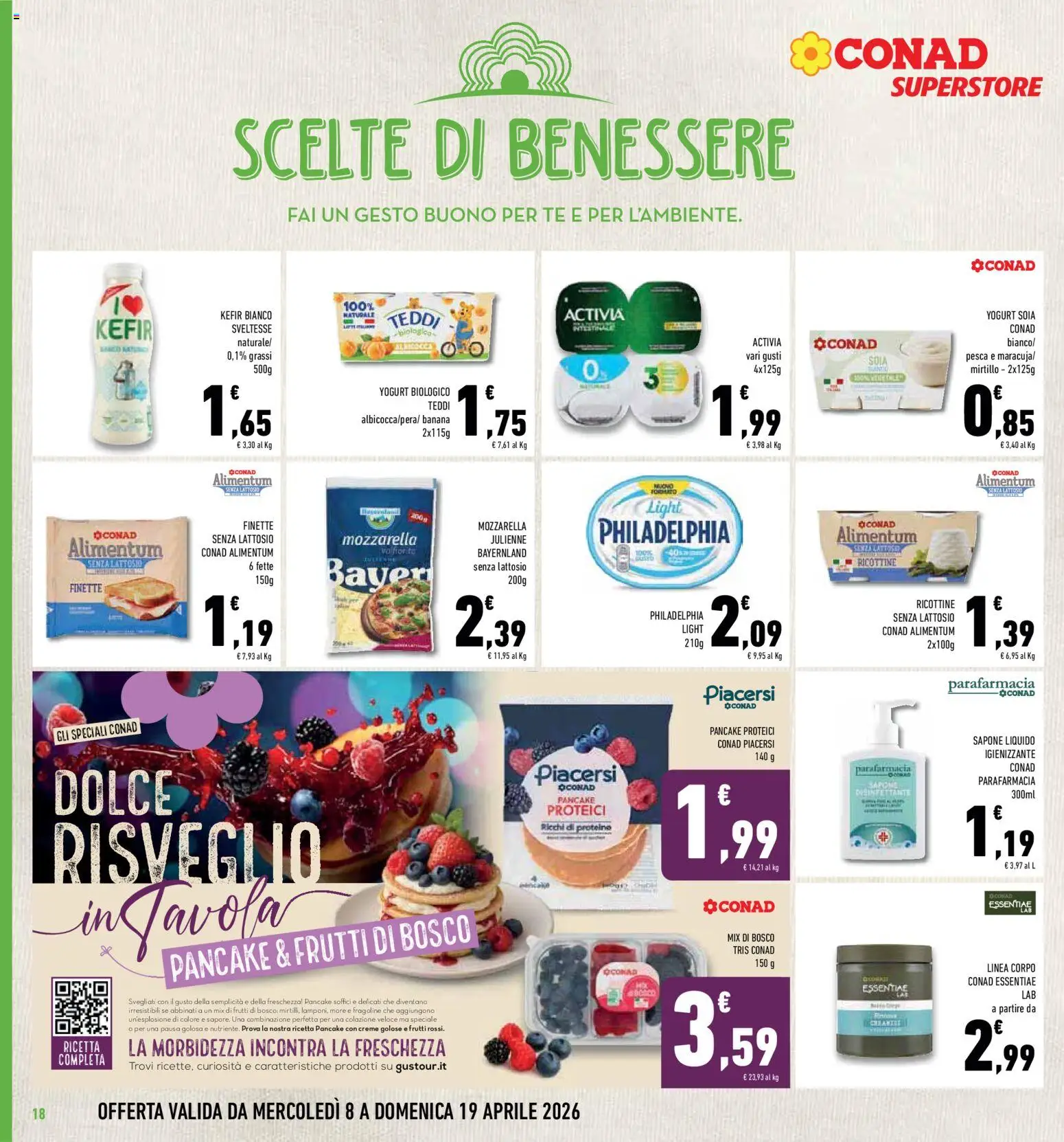 Volantino Conad del 08.04.2026 | Pagina: 18 | Prodotti: Yogurt, Tè, Mozzarella, Pesca