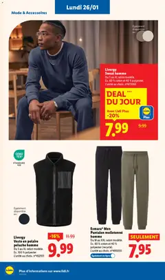 LIDL - Prévisualisation de Livergy Veste en polaire peluche homme, Du S au XL selon modèle. Ex. 100% polyester L'unité au choix. n°452931 valide à partir de 22.01.2026 | Page: 60