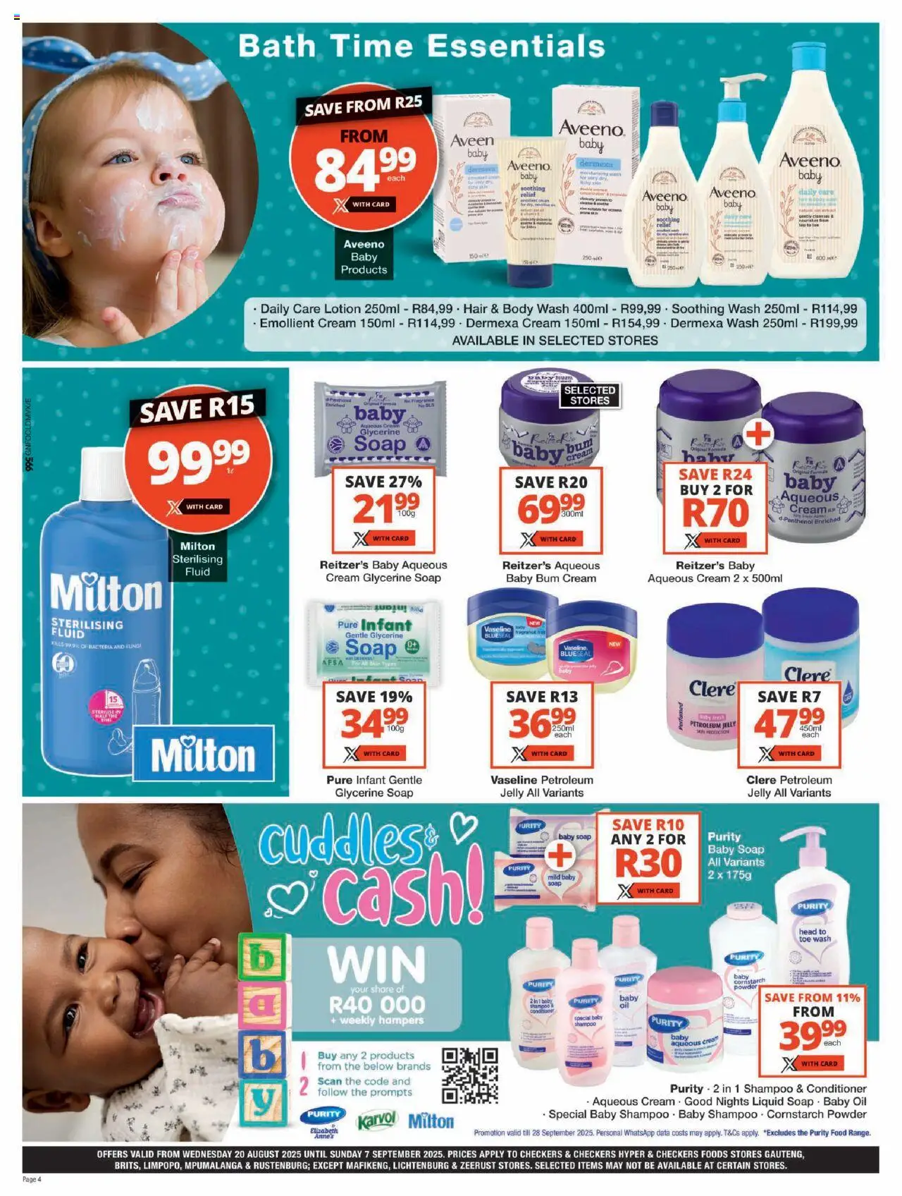 Checkers Gauteng - Baby Promotion │ valid from 20.08.2025 | Page: 4 | Products: Data, Bath, Powder, Cream