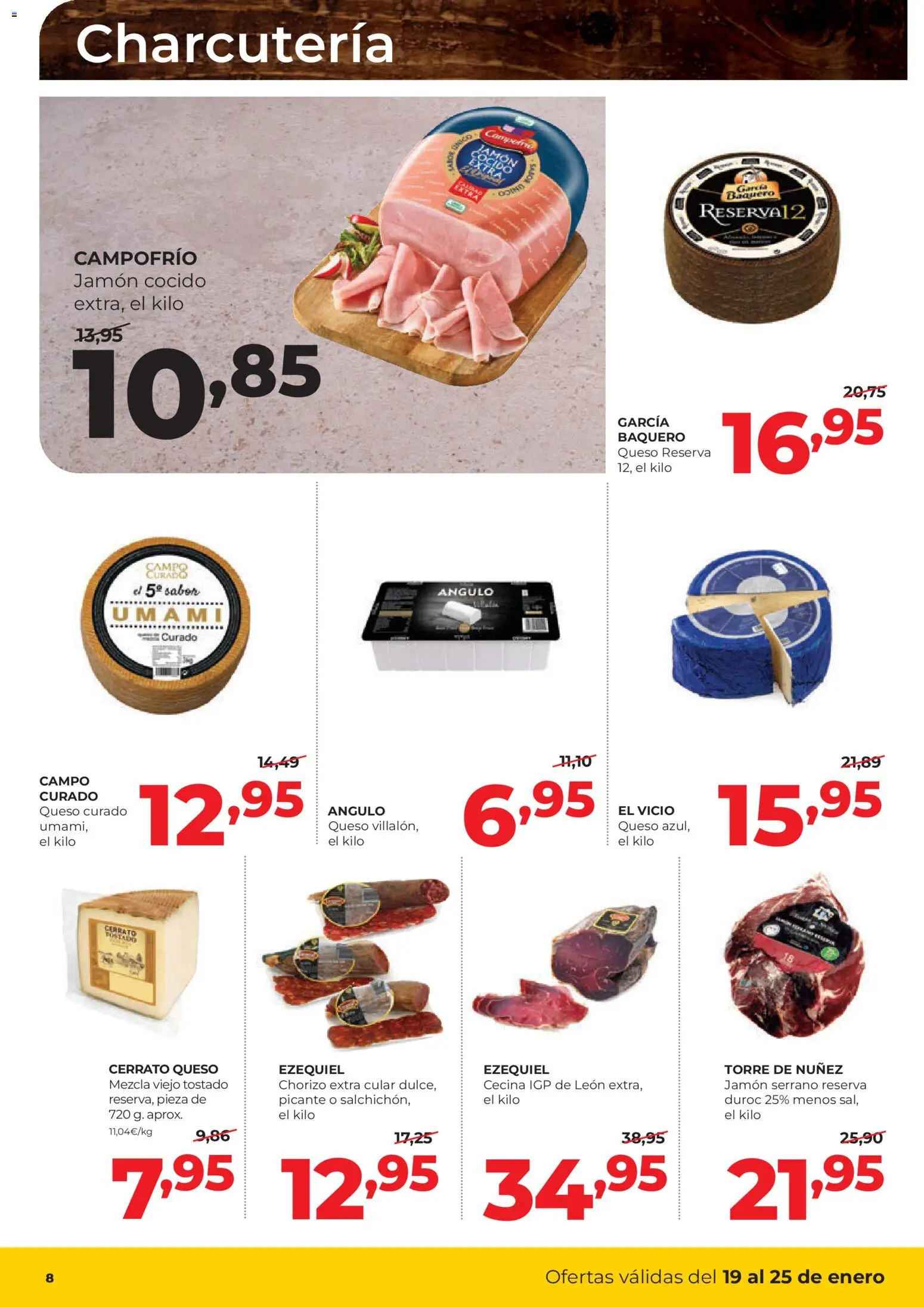 Alimerka folleto Castilla y León │ válido desde el 19.01.2026 | Página: 8 | Productos: Jamón serrano, Queso, Jamón, Jamón cocido