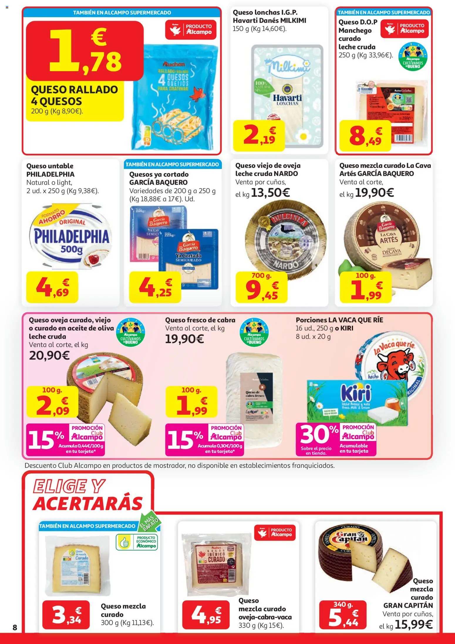 Alcampo HG Unico │ válido desde el 21.04.2026 | Página: 8 | Productos: Leche, Queso, Aceite, Aceite de oliva