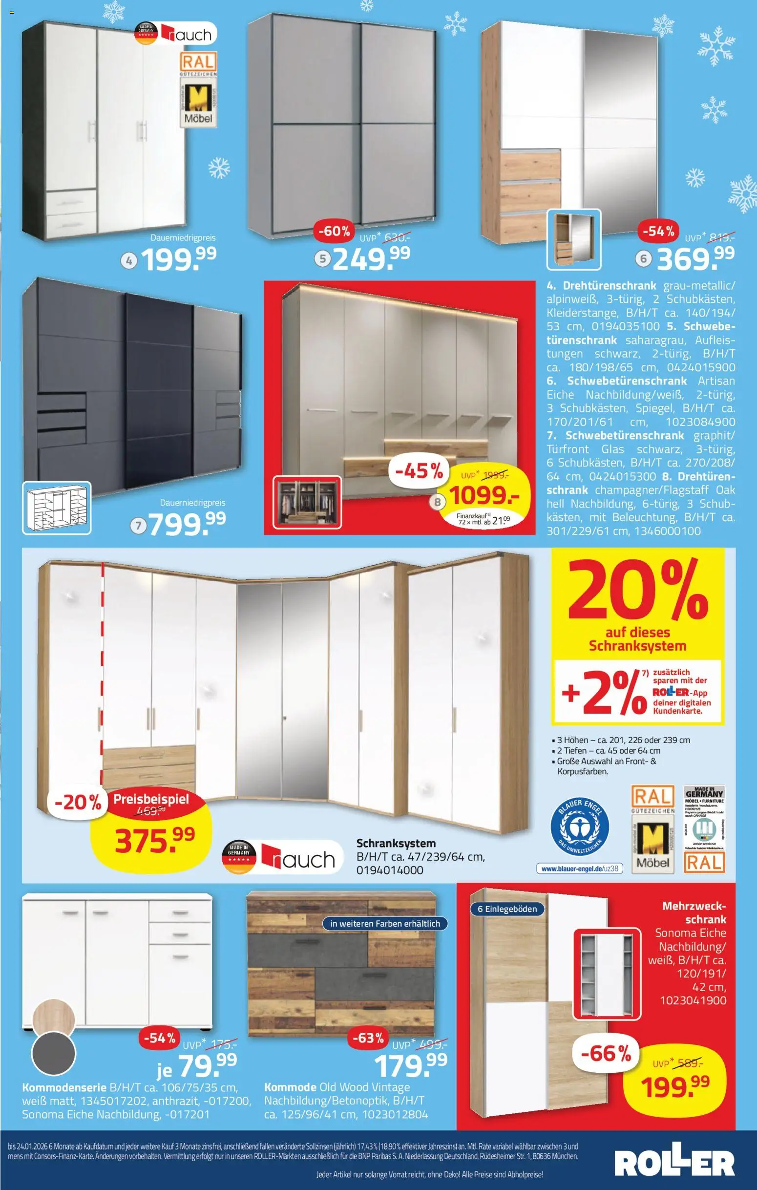 Roller Prospekt 	 – gültig ab 11.01.2026 | Seite: 11 | Produkte: Kommode, Schwebetürenschrank, Drehtürenschrank, Schrank