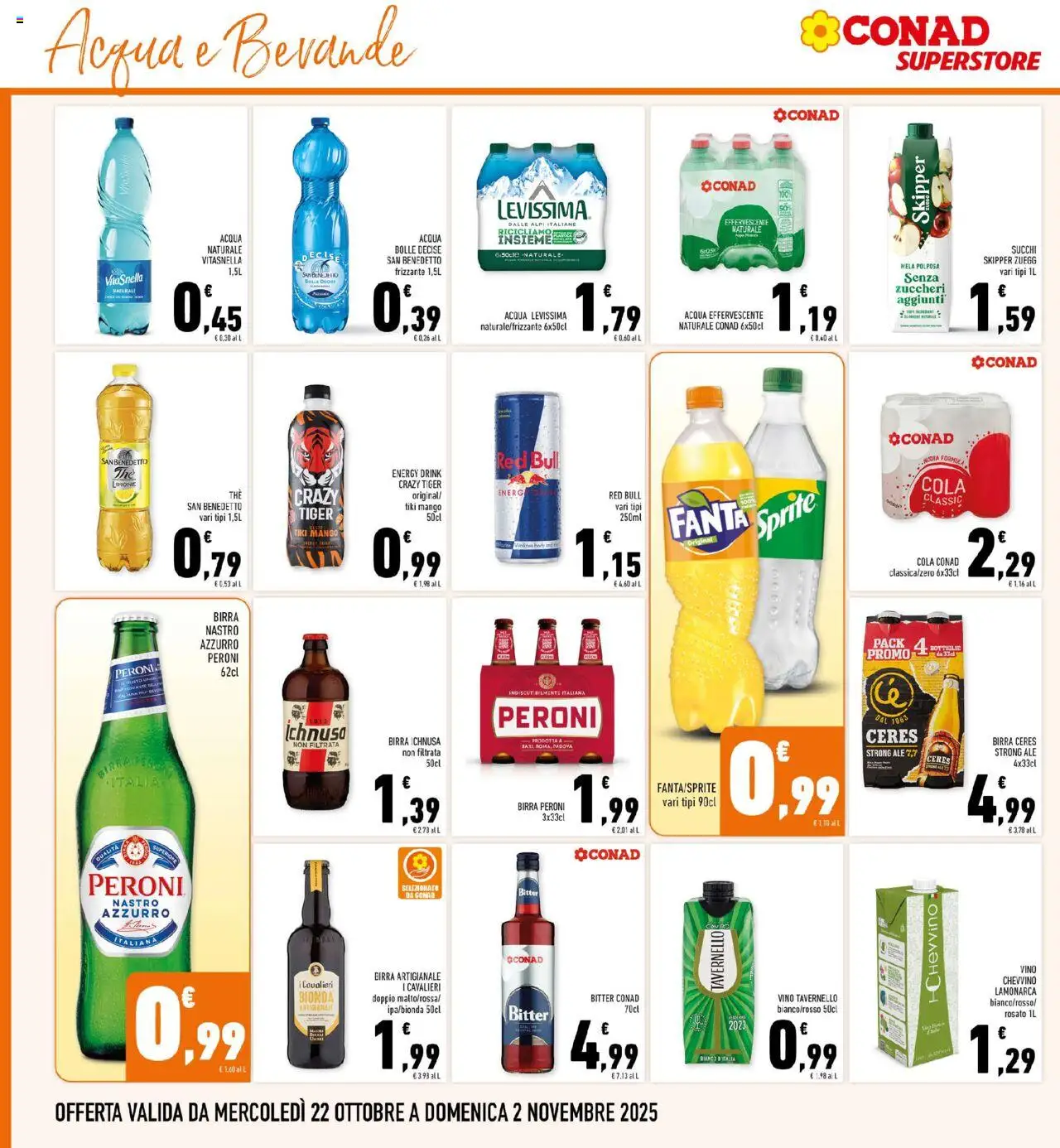 Volantino Conad del 22.10.2025 | Pagina: 20 | Prodotti: Birra, Acqua, Ceres, Acqua naturale