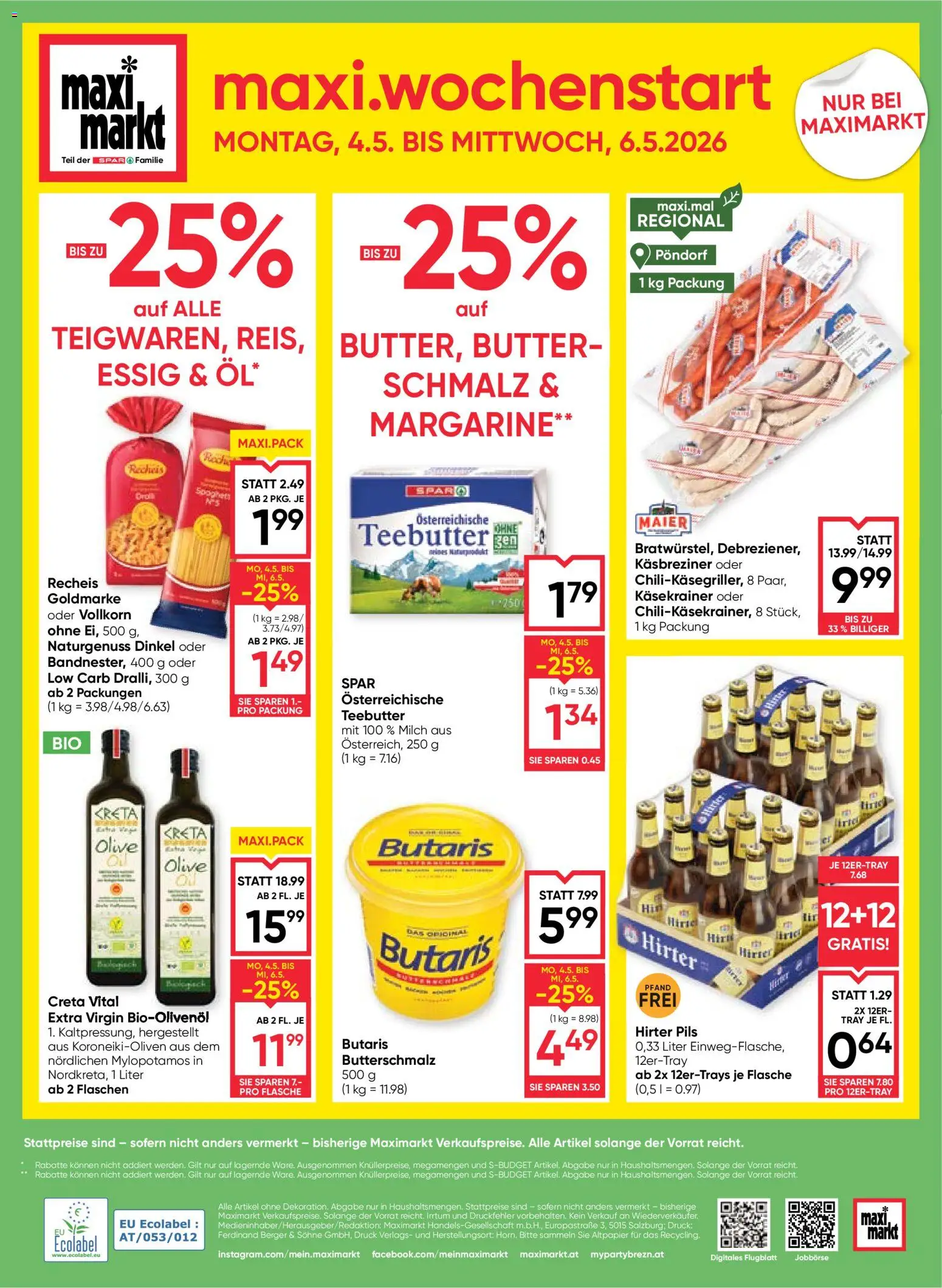 Maximarkt Flugblatt gültig ab 30.04.2026 | Seite: 24 | Produkte: Dolce gusto kapszula, Milch, Butter