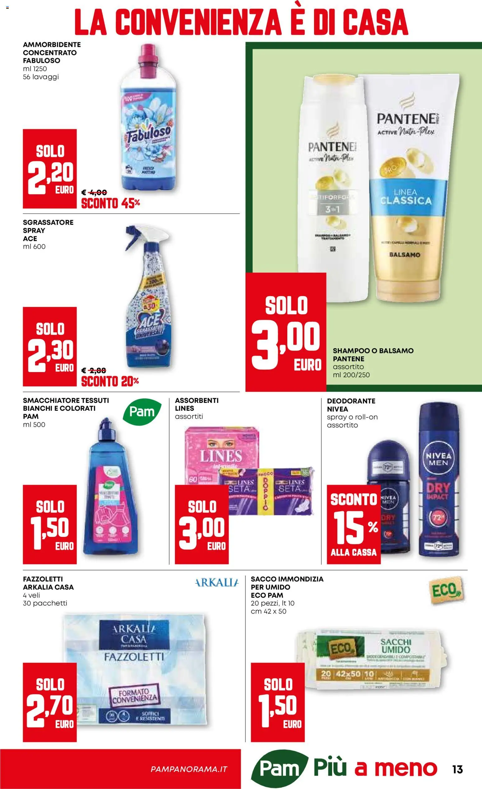 Volantino PAM del 26.02.2026 | Pagina: 13 | Prodotti: Shampoo, Balsamo, Ammorbidente, Sgrassatore