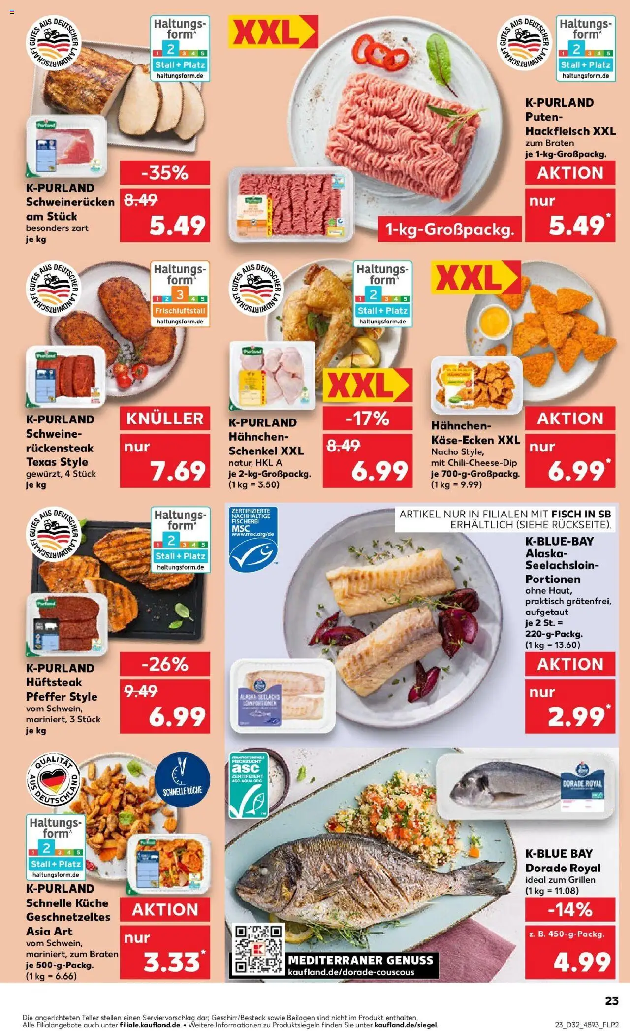 Kaufland prospekt Pasewalk	 - gültig ab dem 07.08.2025 | Seite: 23 | Produkte: Dorade, Fisch, Steak, Hackfleisch