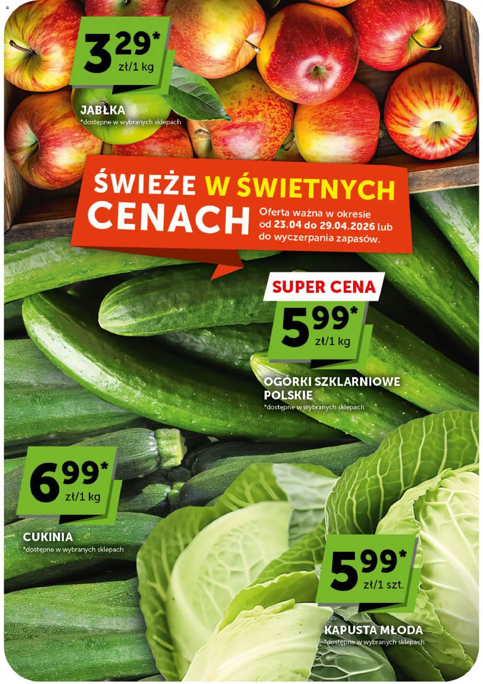 ABC gazetka od 23.04.2026 | Strona: 10 | Produkty: Kapusta, Cukinia, Jabłka, Ogórki