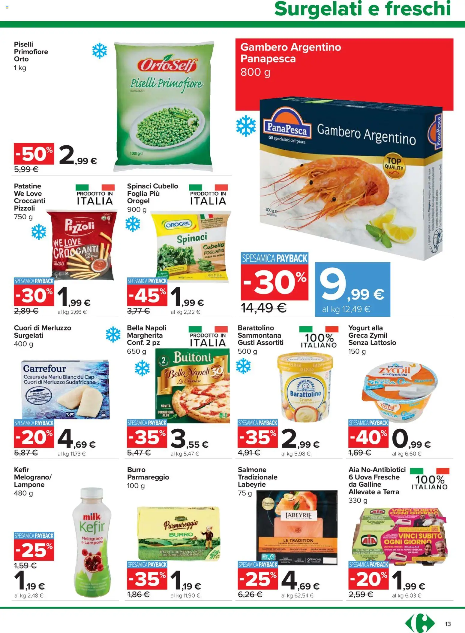 Volantino Carrefour del 24.03.2026 | Pagina: 13 | Prodotti: Yogurt, Uova, Pesce, Piselli