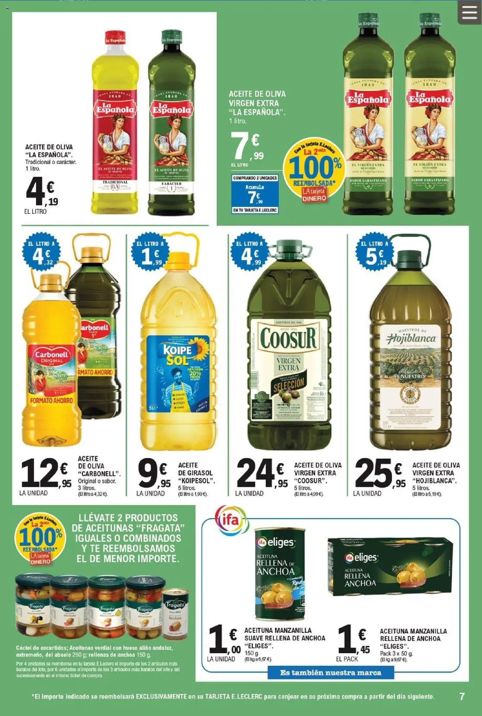 E.Leclerc folleto │ válido desde el 08.04.2026 | Página: 7 | Productos: Aceite, Té, Aceite de oliva, Anchoa