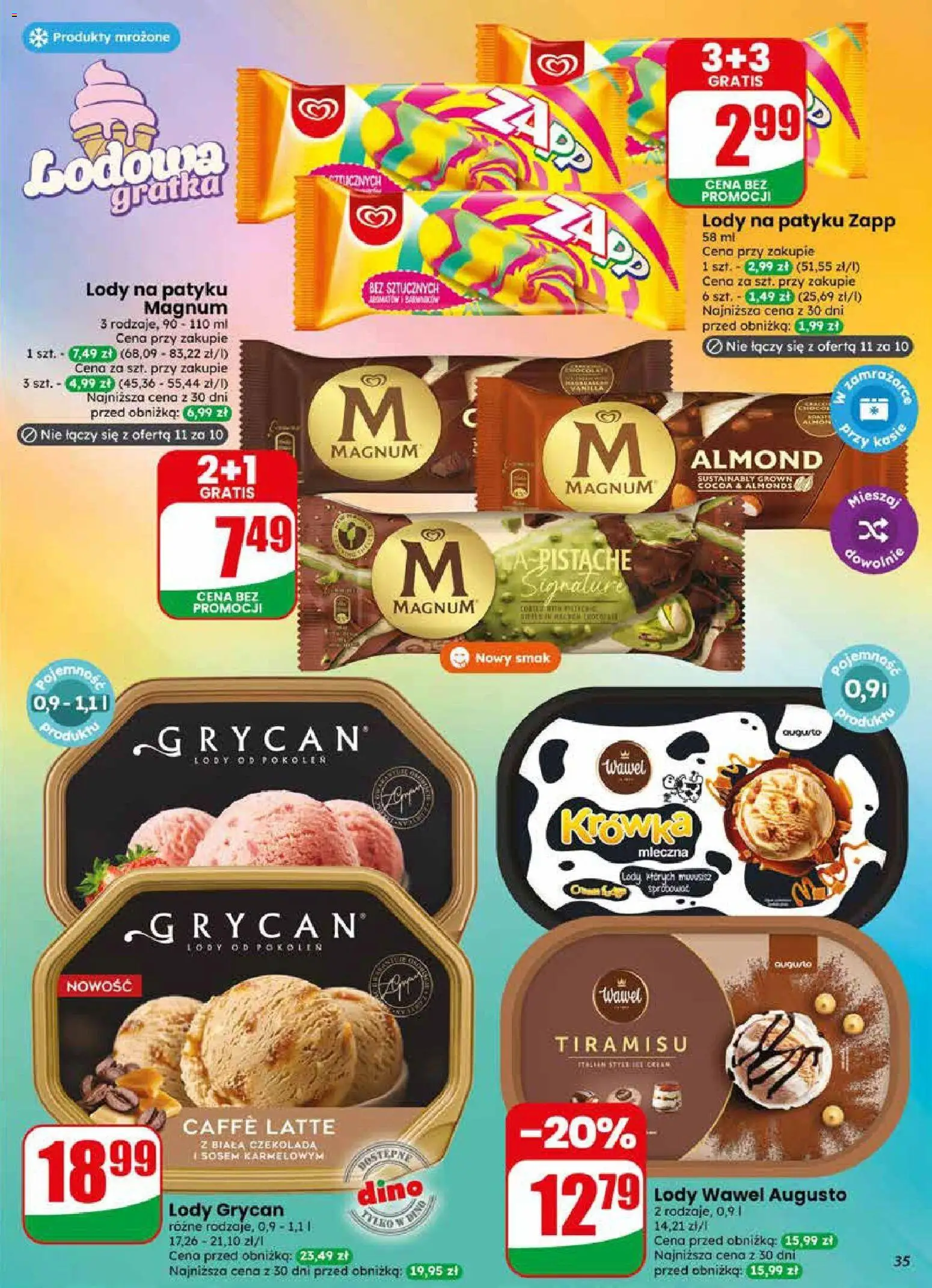 Dino gazetka od 29.04.2026 | Strona: 35 | Produkty: Lody Grycan, Krowka, Lody na patyku, Lody