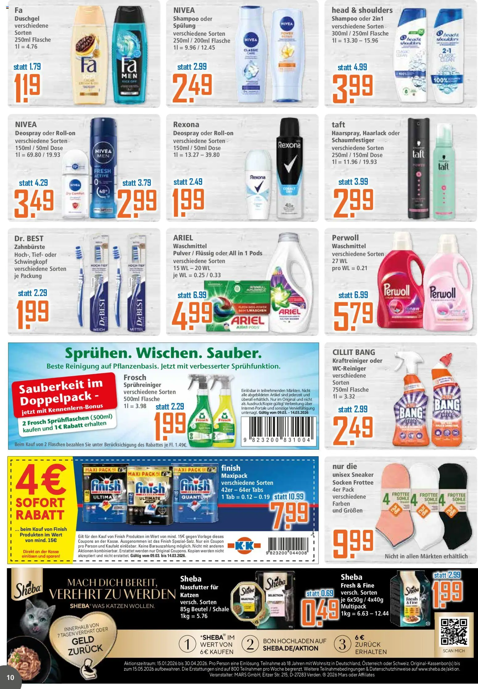 Klaas & Kock Prospekt 	 – gültig ab 09.03.2026 | Seite: 10 | Produkte: Sheba, Perwoll, Finish, Spülung