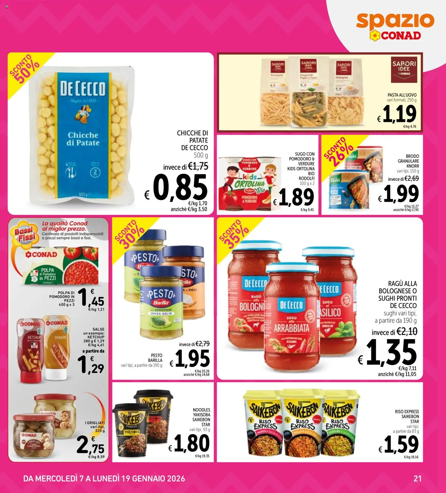 Volantino Spazio Conad del 07.01.2026 | Pagina: 21 | Prodotti: Verdure, Pasta, Ragú, Senape