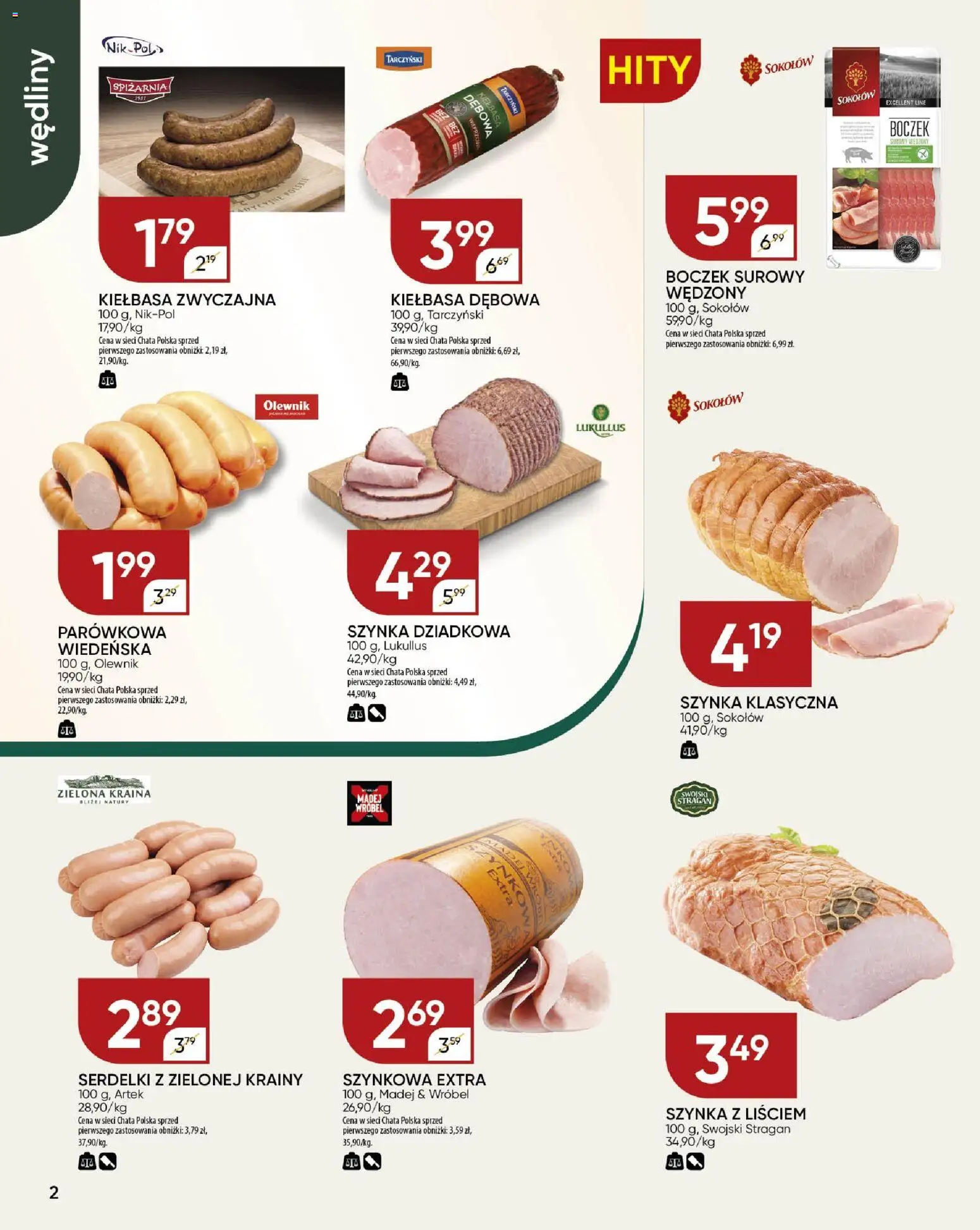 Chata Polska Gazetka od 15.01.2026 | Strona: 2 | Produkty: Kiełbasa, Szynka, Boczek, Wędliny