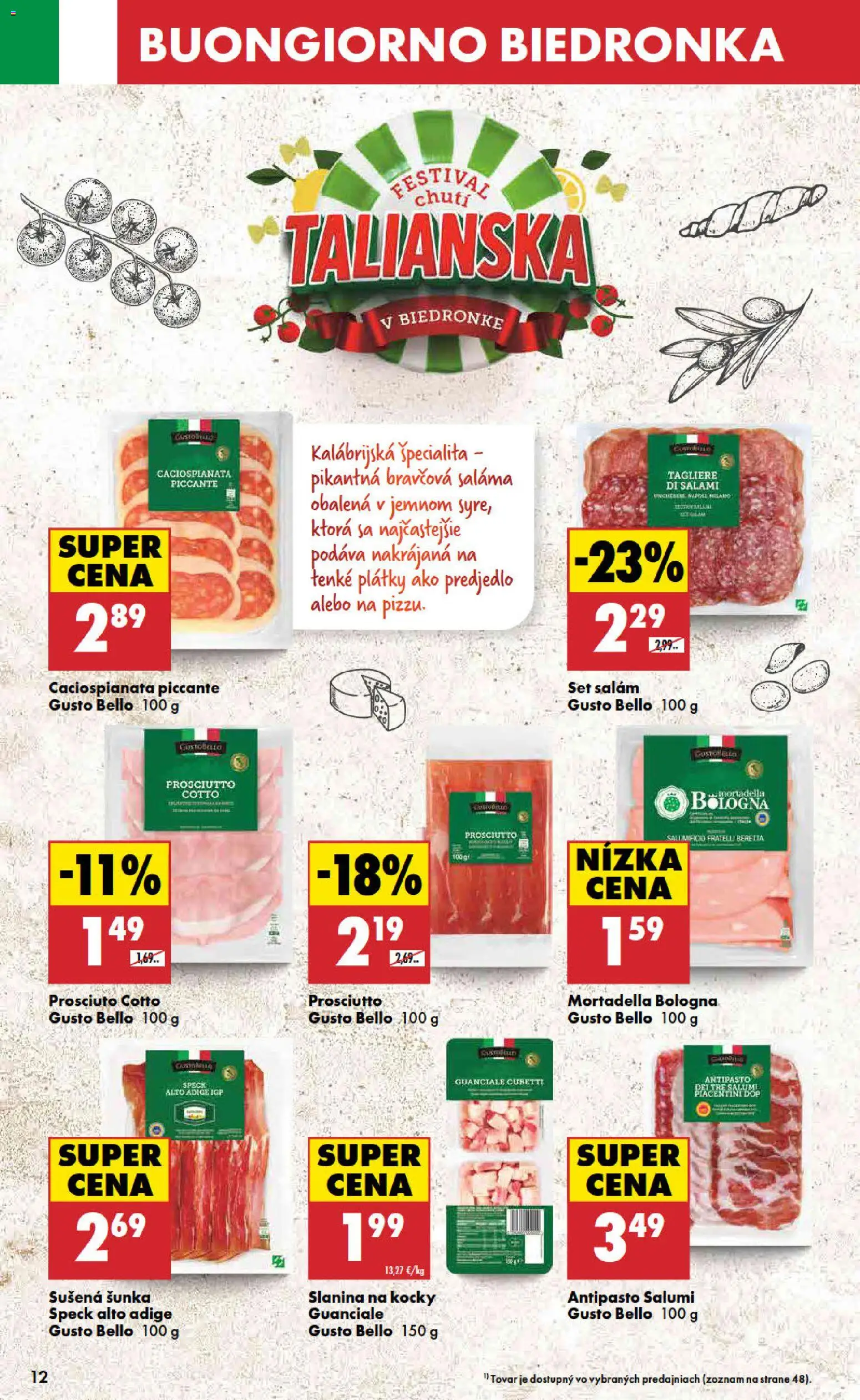 Nové Biedronka akcie – leták je platný od 09.04.2026 | Strana: 12 | Produkty: Saláma, Šunka, Slanina