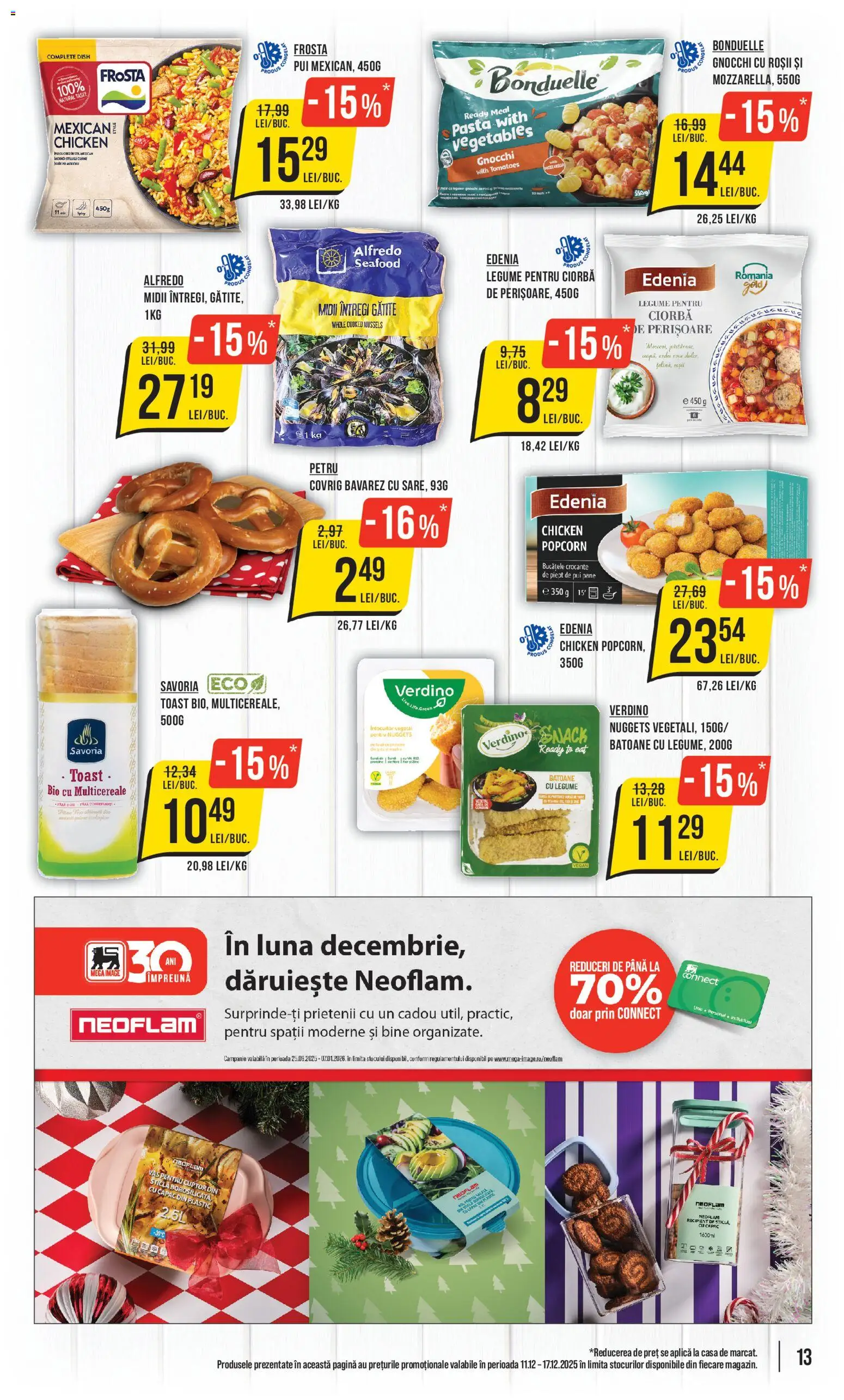Noul catalog Mega Image – valabil de la 11.12.2025 | Pagină: 13 | Produse: Cuptor, Hacıyatmaz Kedi Oyuncağı, Roșii, Legume