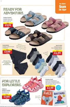 Preview of Aldi - Weekly offers UK Specialbuys valid from 23.04.2026 | Page: 19 | Products: Socks, Briefs, Sandals