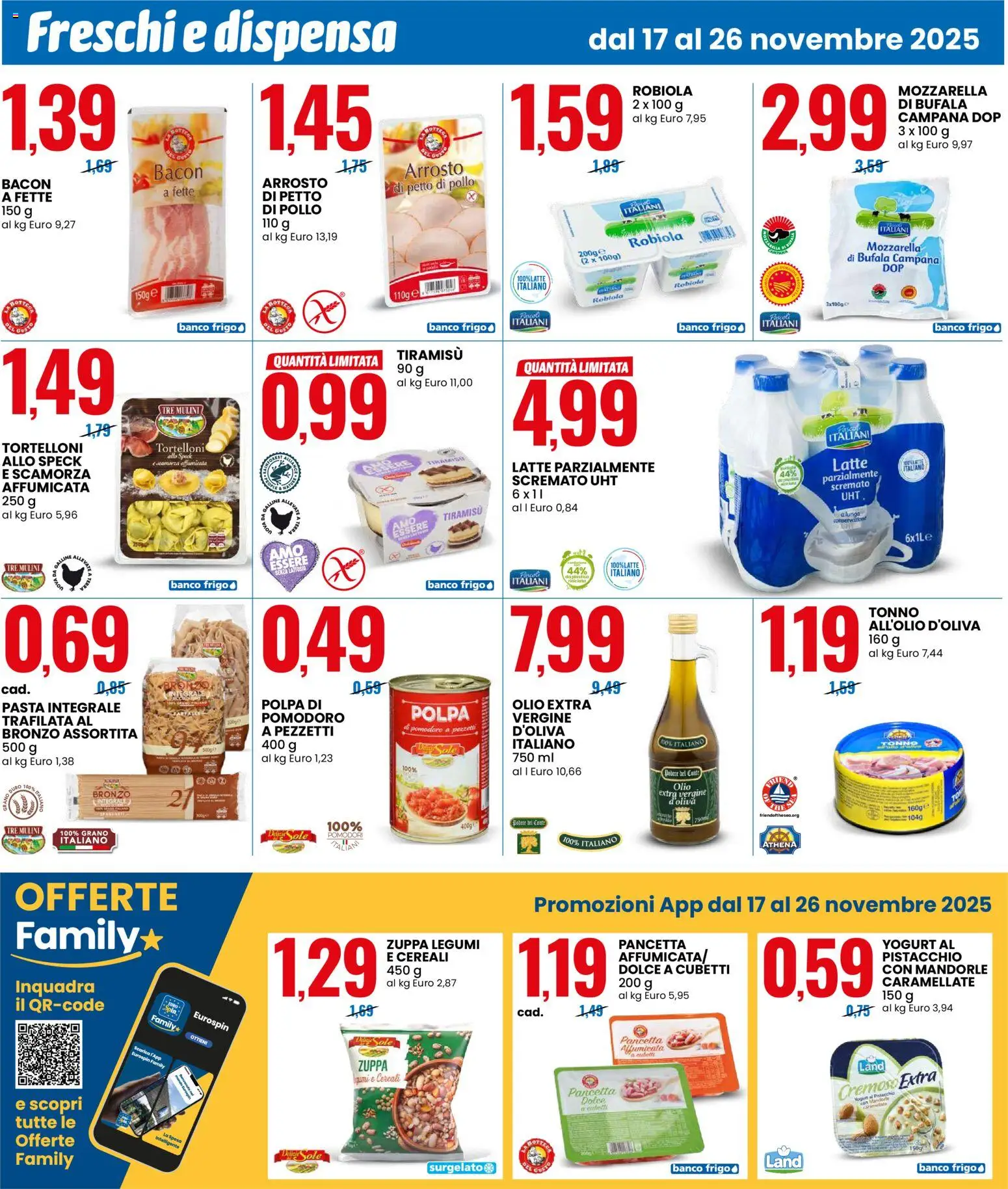 Volantino Eurospin del 17.11.2025 | Pagina: 8 | Prodotti: Mozzarella, Pomodoro, Tonno, Robiola