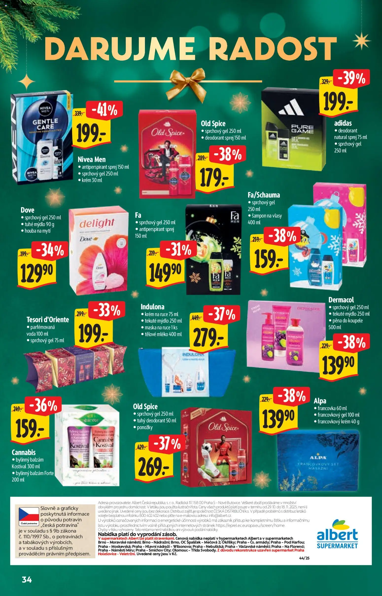 Albert katalog - Supermarket od 29.10.2025 | Strana: 34 | Produkty: Krém na ruce, Mýdlo, Deodorant, Mléko