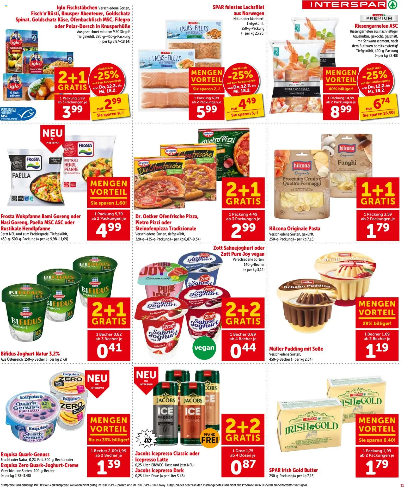 Interspar Flugblatt - Osttirol gültig ab 12.02.2026 | Seite: 11 | Produkte: Pasta, Sahne, Soße, Joghurt