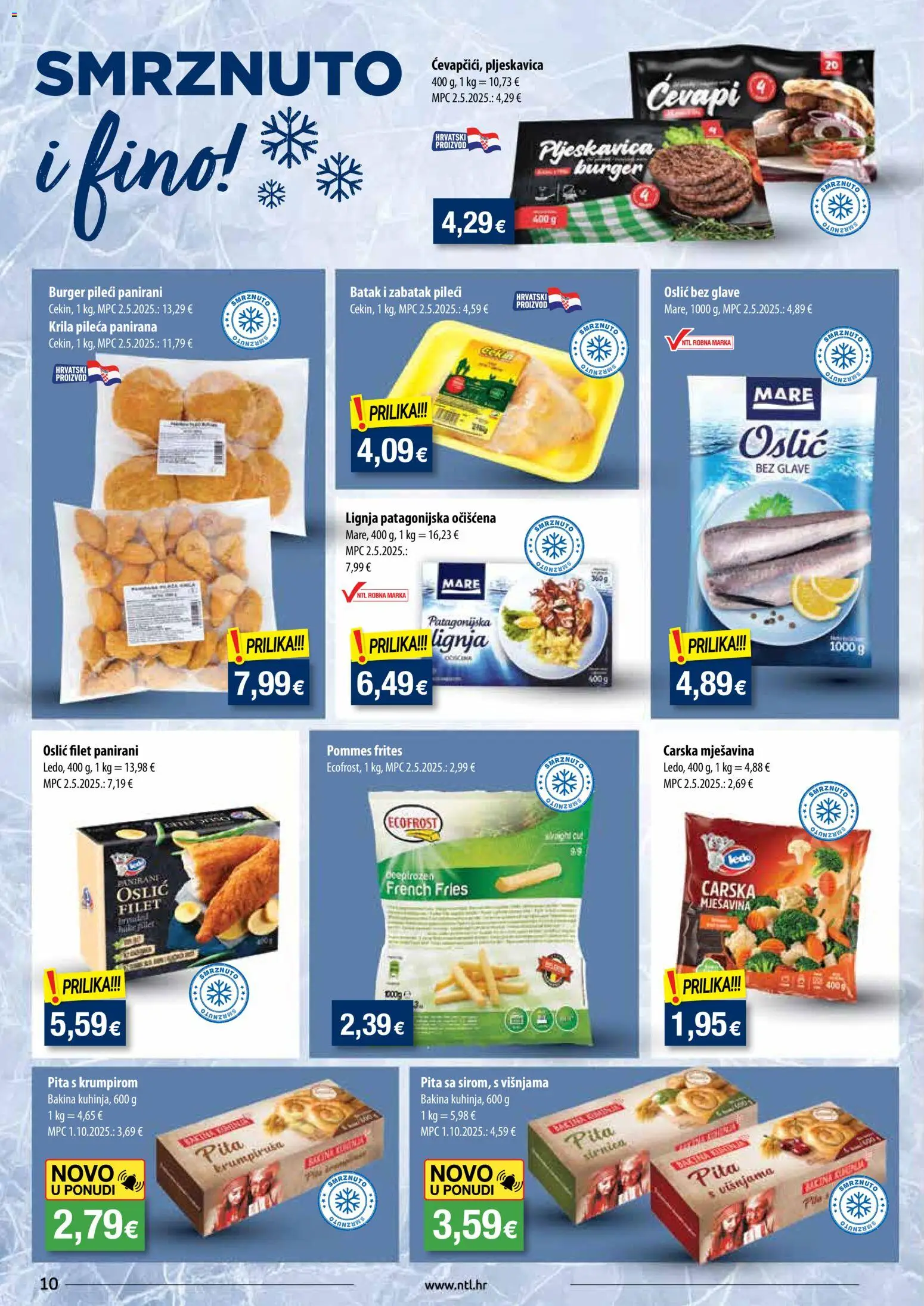 NTL katalog | vrijedi od 22.10.2025 | Stranica: 10 | Proizvodi: Pommes frites, Pita, Oslić