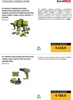 Anteprima del volantino Eurobrico Utensili Ryobi catalogo valido a partire dal 23.07.2025 | Pagina: 70 | Prodotti: Trapano, Smerigliatrice, Valigetta, Batteria