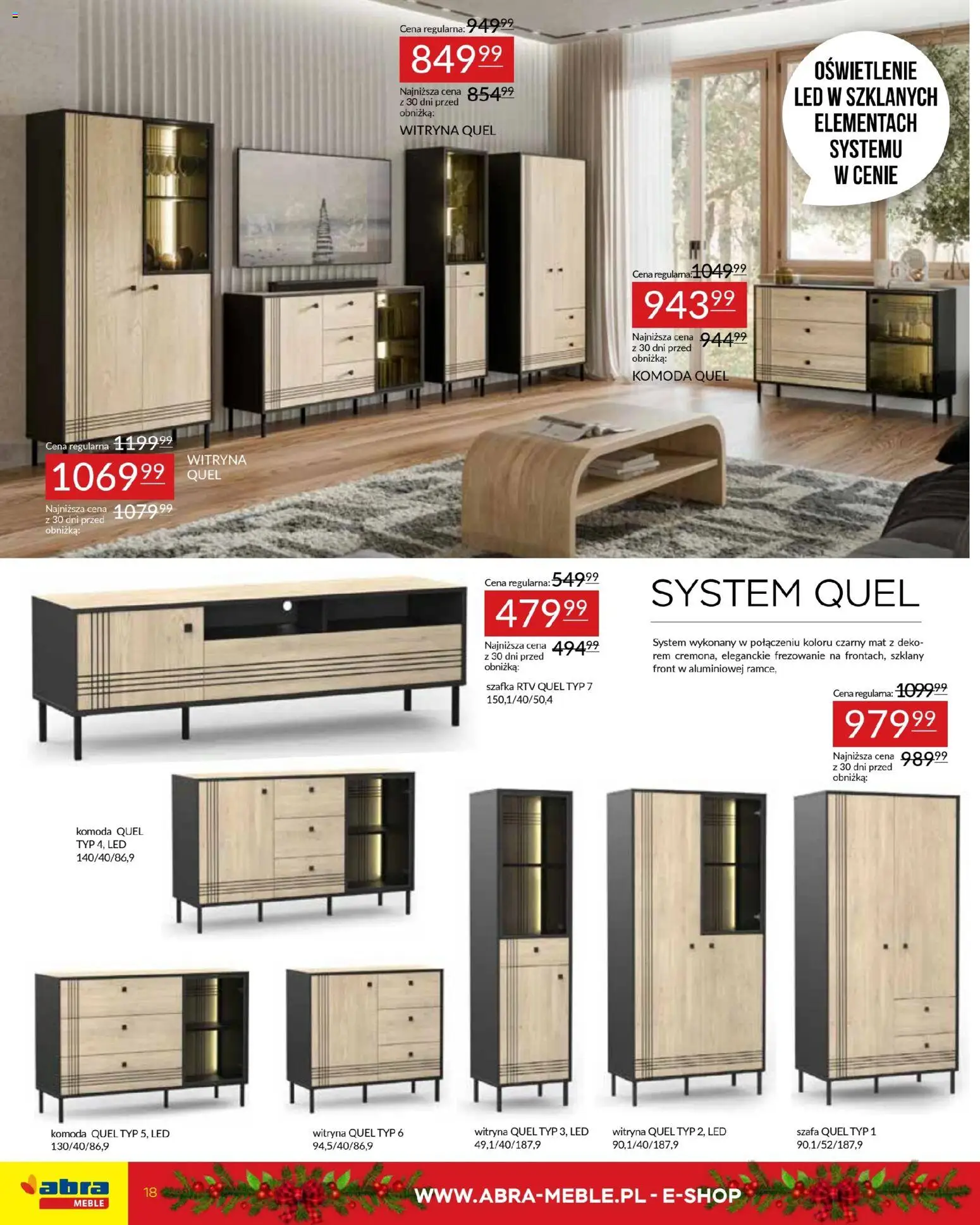 Abra meble Gazetka od 03.12.2025 | Strona: 18 | Produkty: Szafa, Komoda, szafka RTV, Witryna