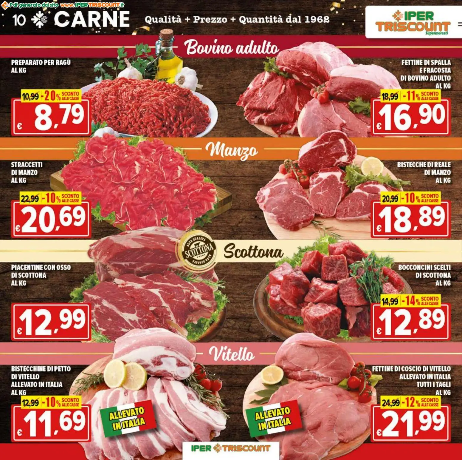 Volantino Ipertriscount del 27.12.2025 | Pagina: 10 | Prodotti: Bovino, Manzo, Ragú, Vitello