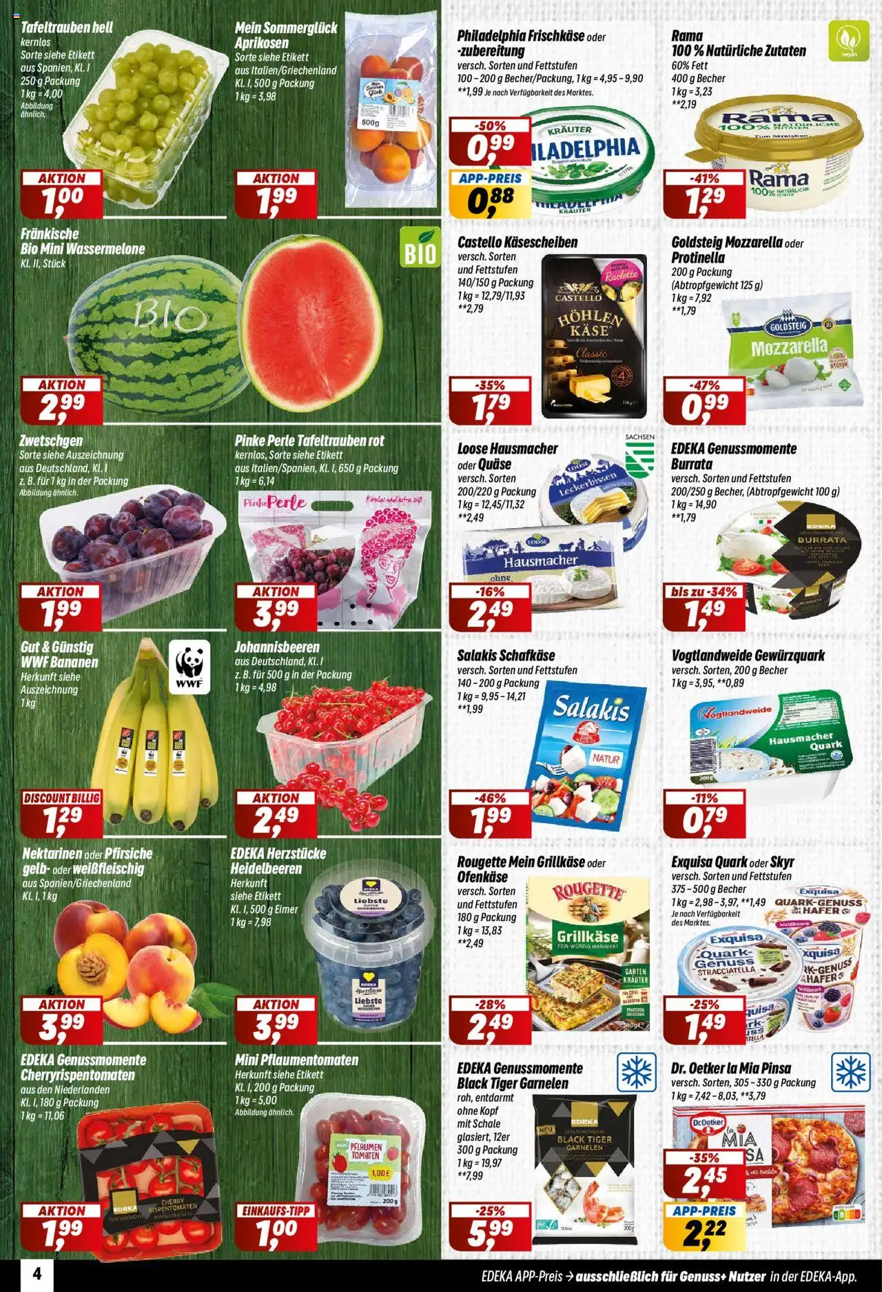 Simmel Prospekt 	 - gültig ab dem 28.07.2025 | Seite: 4 | Produkte: Rama, Bananen, Heidelbeeren, Raclette