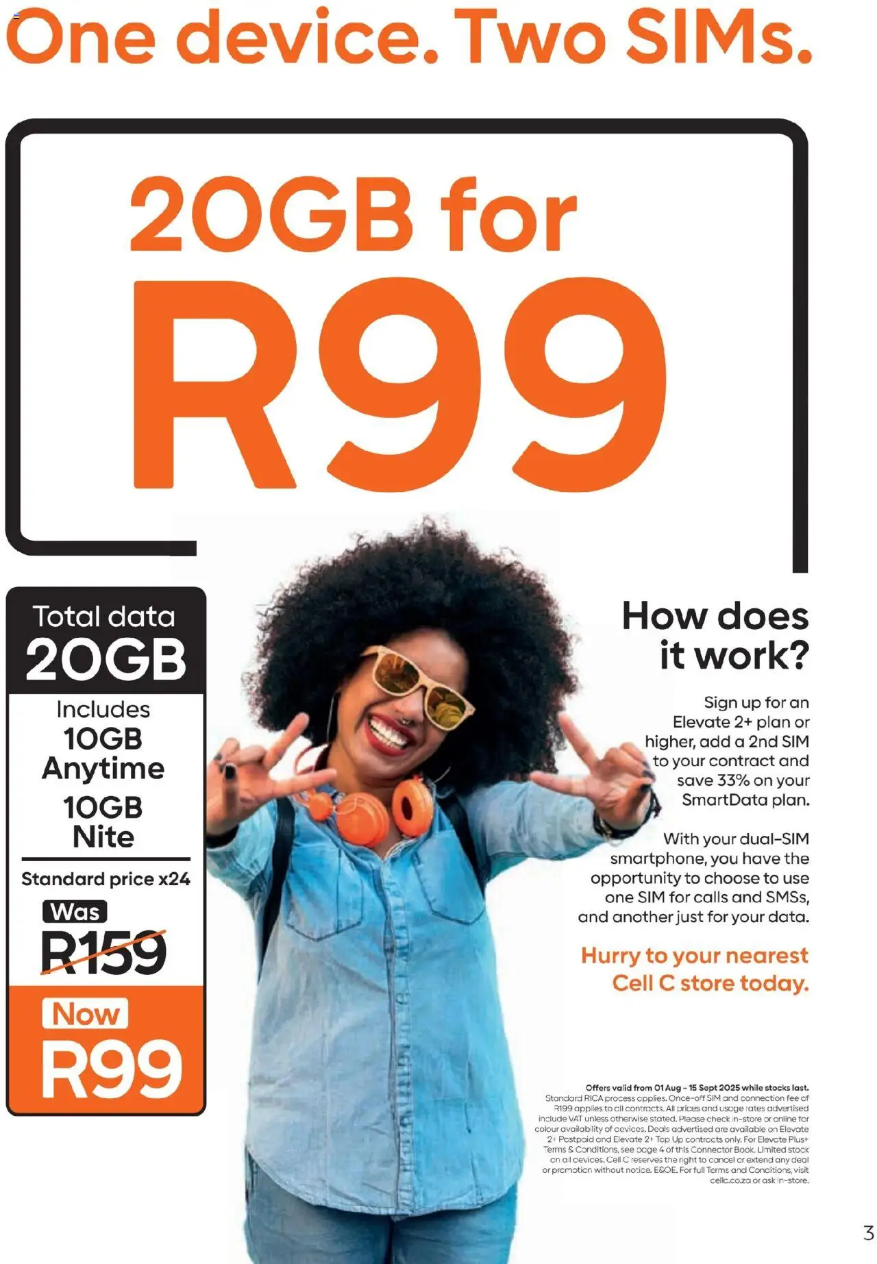Cell C - Contract Deals │ valid from 01.08.2025 | Page: 3 | Products: Data, Sim, Connector, Stock