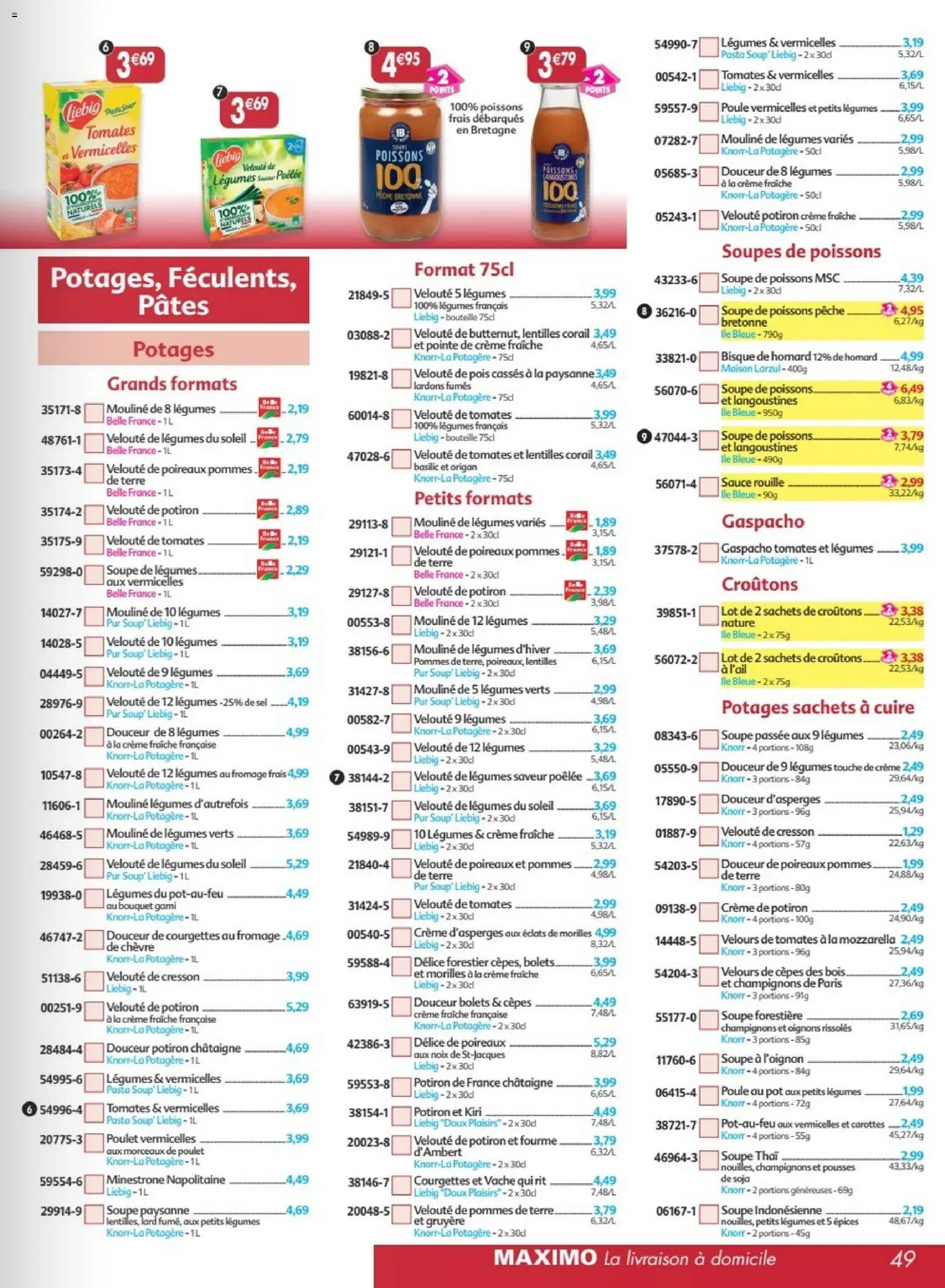 {H1} | Page: 49 | Produits: Soupe, Potiron, Lardons, Fromage frais