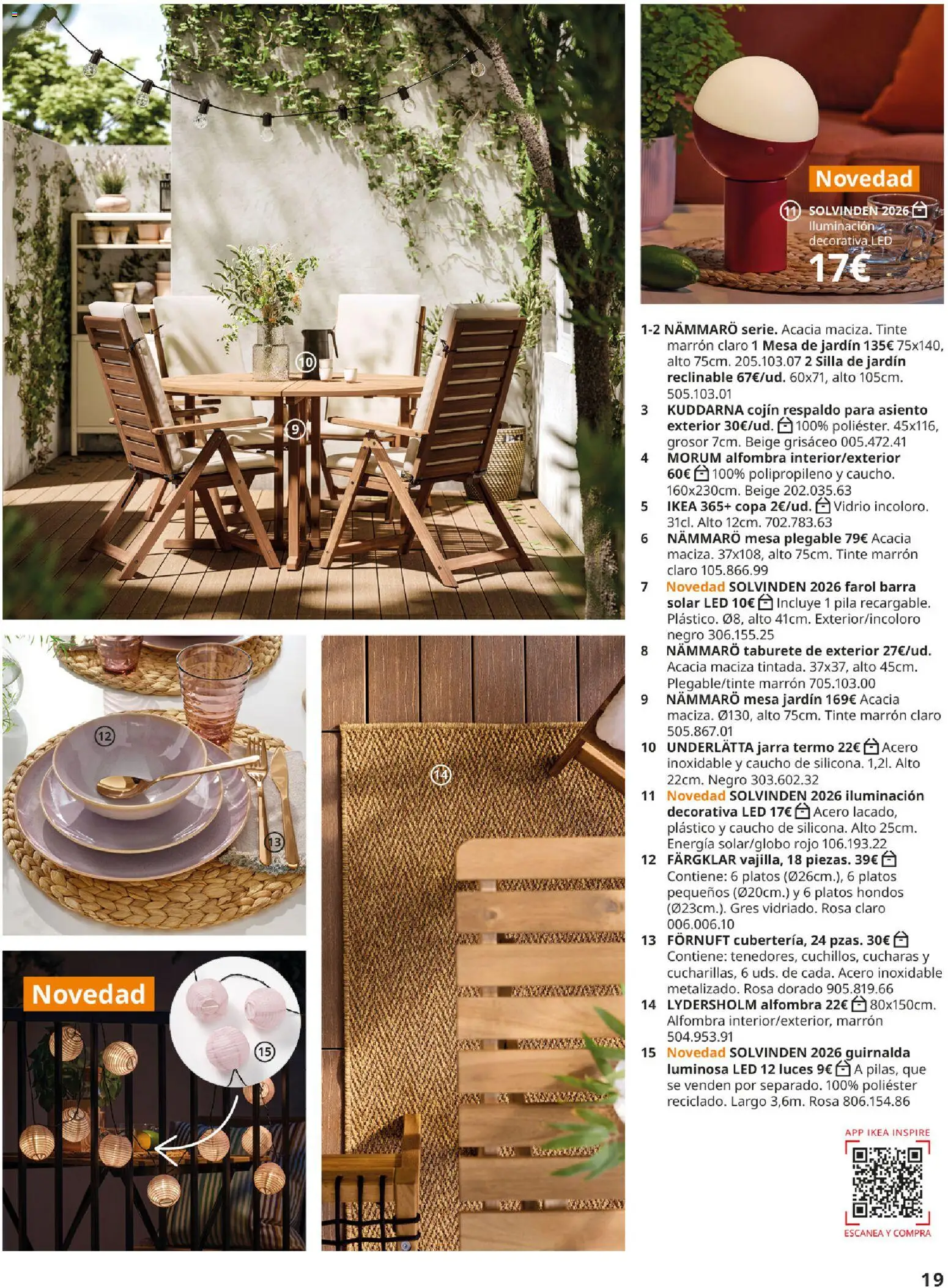 Catálogo IKEA Muebles de exterior │ válido desde el 17.12.2025 | Página: 19 | Productos: Taburete, Farol, Cojín, Alfombra