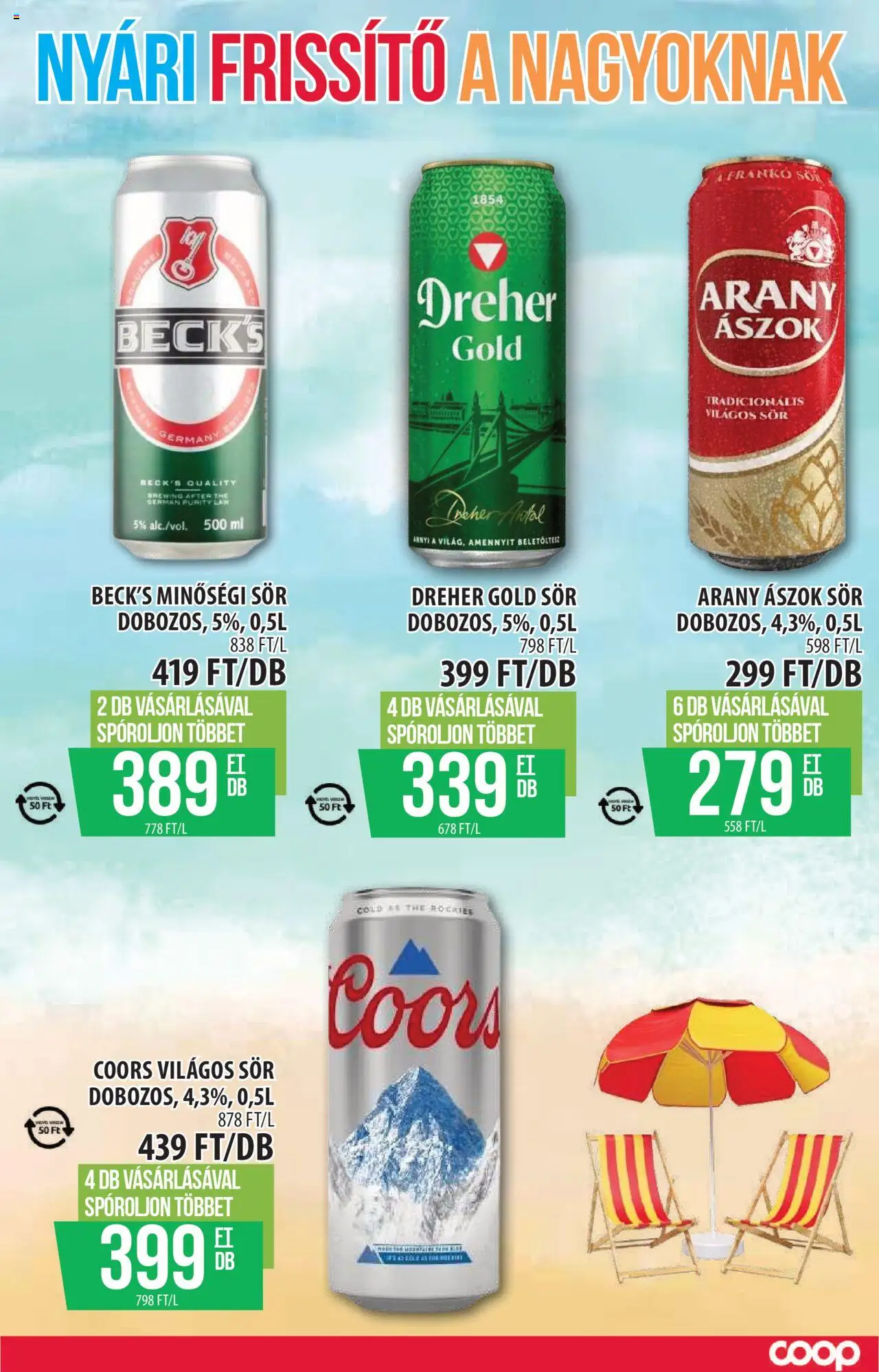 COOP akciós ujság - amely érvényes a következő dátumtól: 07.08.2025 | Oldal: 10 | Termékek: Arany ászok, Sör, Paprika babura