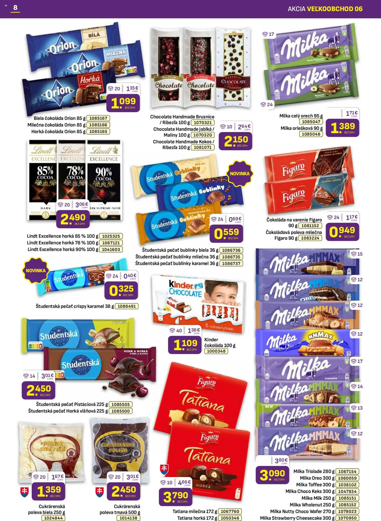Nové Libex akcie – leták je platný od 16.03.2026 | Strana: 8 | Produkty: Kinder, Čokoláda, Študentská pečať, Milka