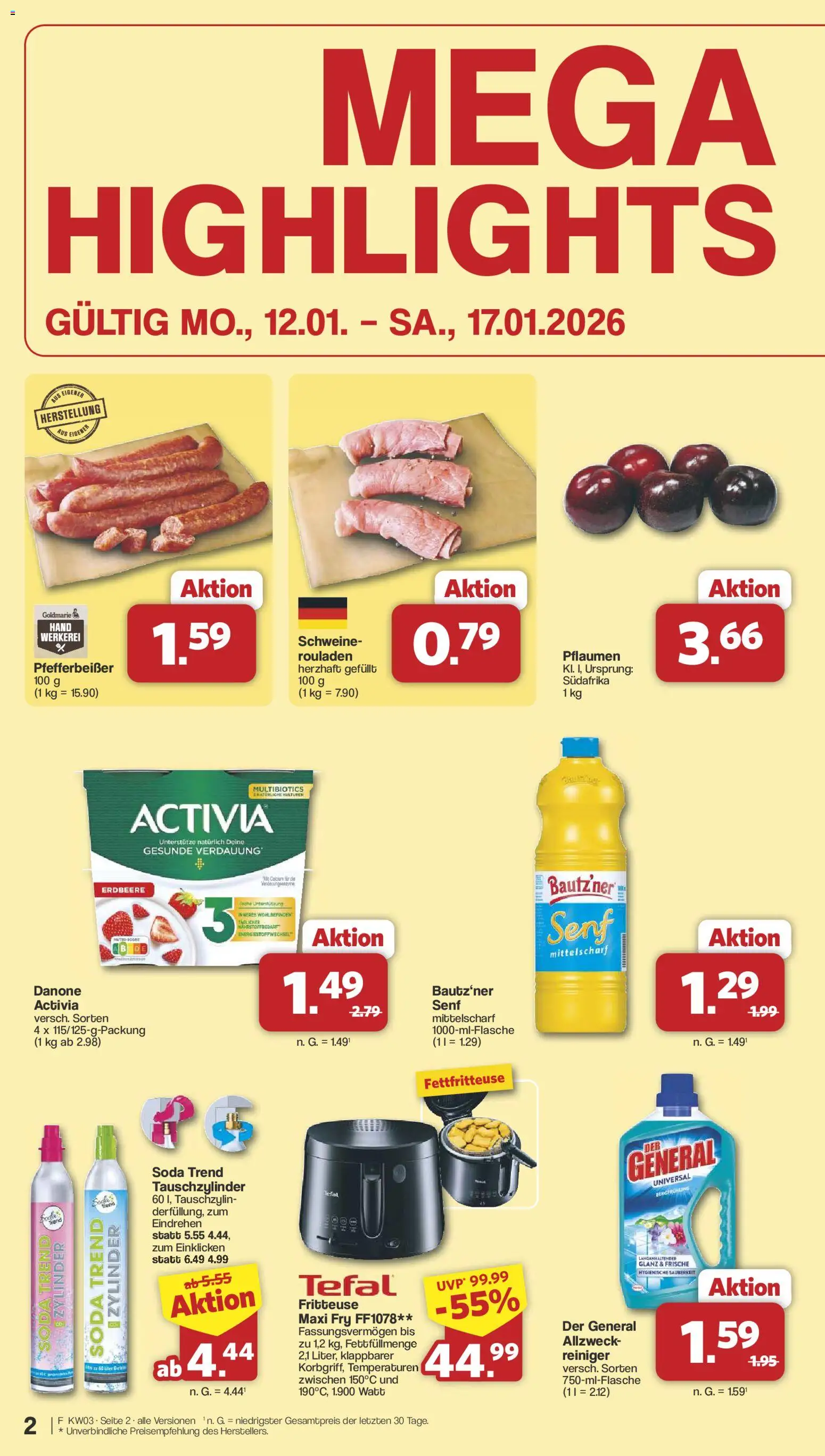 Famila Nordwest Prospekt 	 – gültig ab 12.01.2026 | Seite: 2 | Produkte: Activia, Pflaumen, Fritteuse