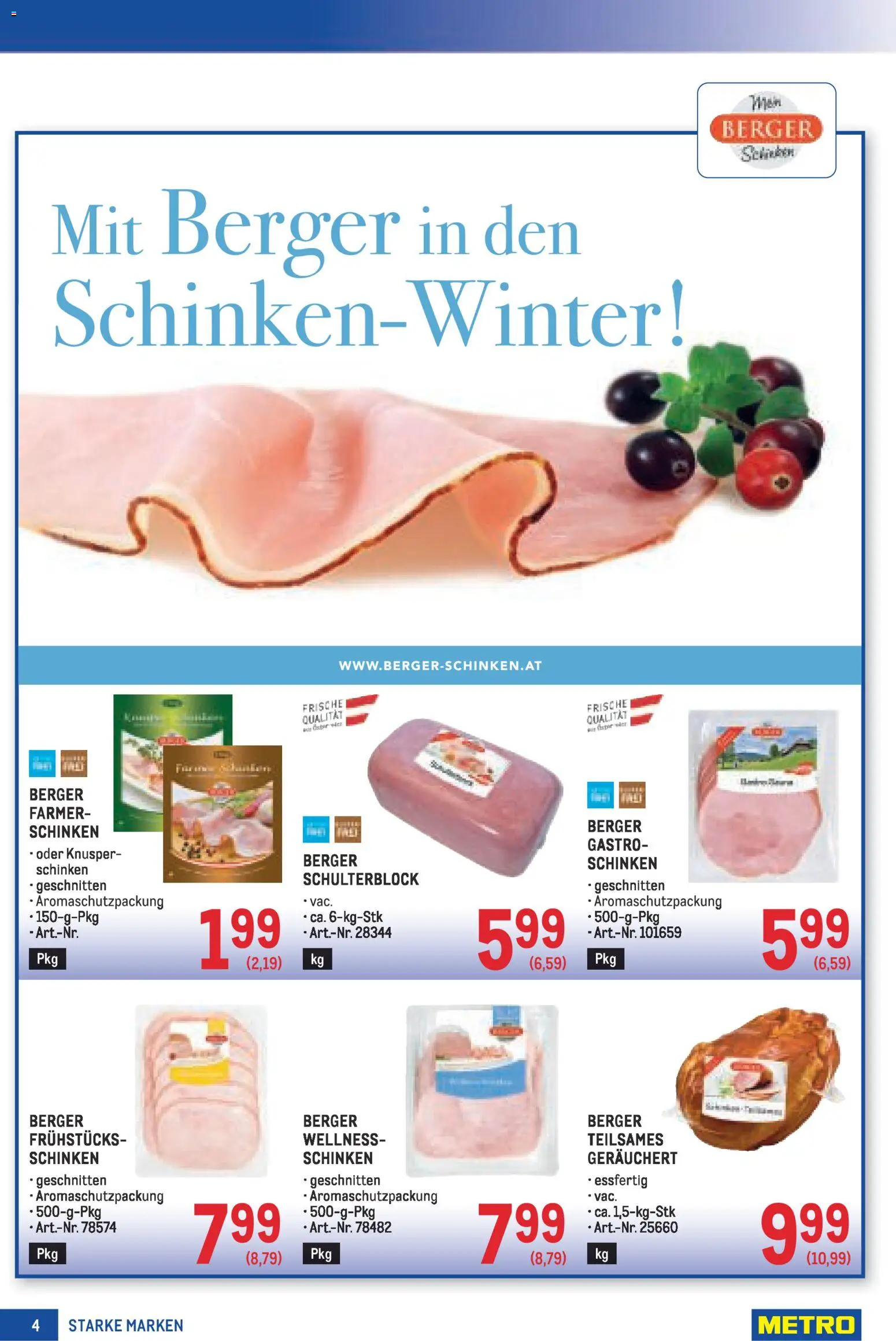 Metro Starke Marken gültig ab 13.11.2025 | Seite: 4 | Produkte: Schinken