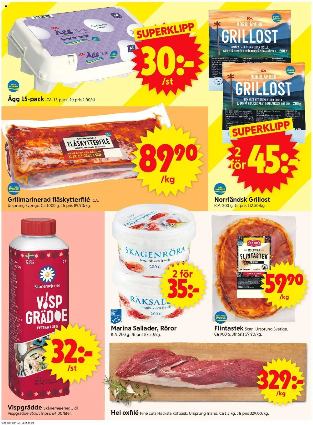 ICA Supermarket reklamblad aktuell från 21.07.2025 | Sida: 4 | Produkter: Gem, Ägg, Oxfilé, Grädde