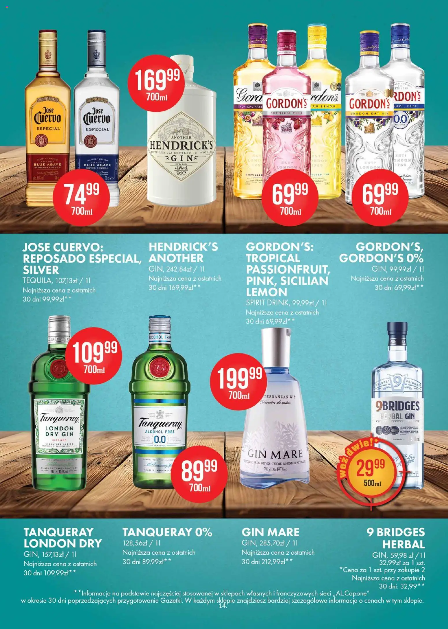 Al.Capone gazetka od 13.04.2026 | Strona: 14 | Produkty: Tequila, Gin