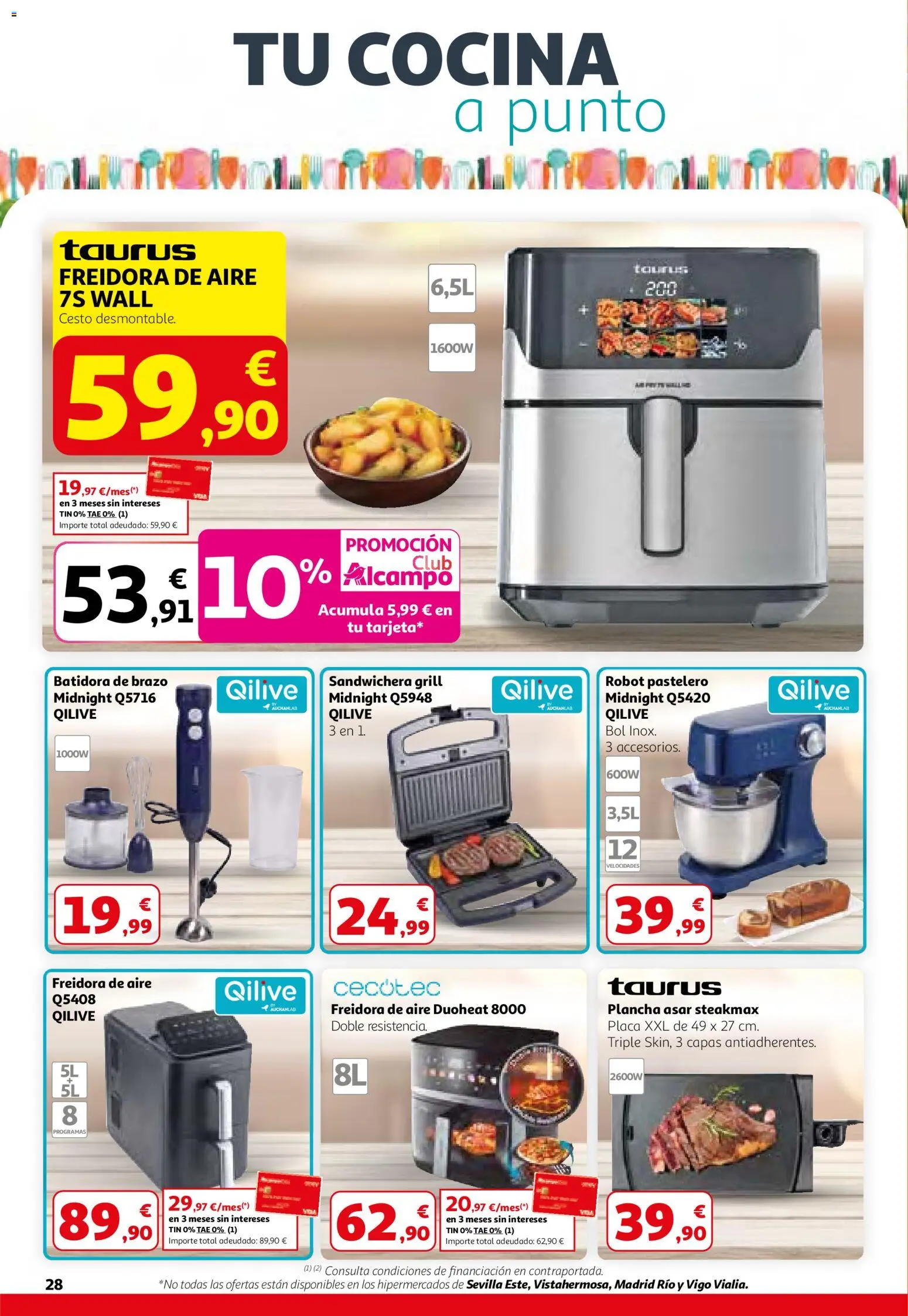 Alcampo folleto │ válido desde el 26.02.2026 | Página: 28 | Productos: Plancha, Batidora, Sandwichera, Freidora