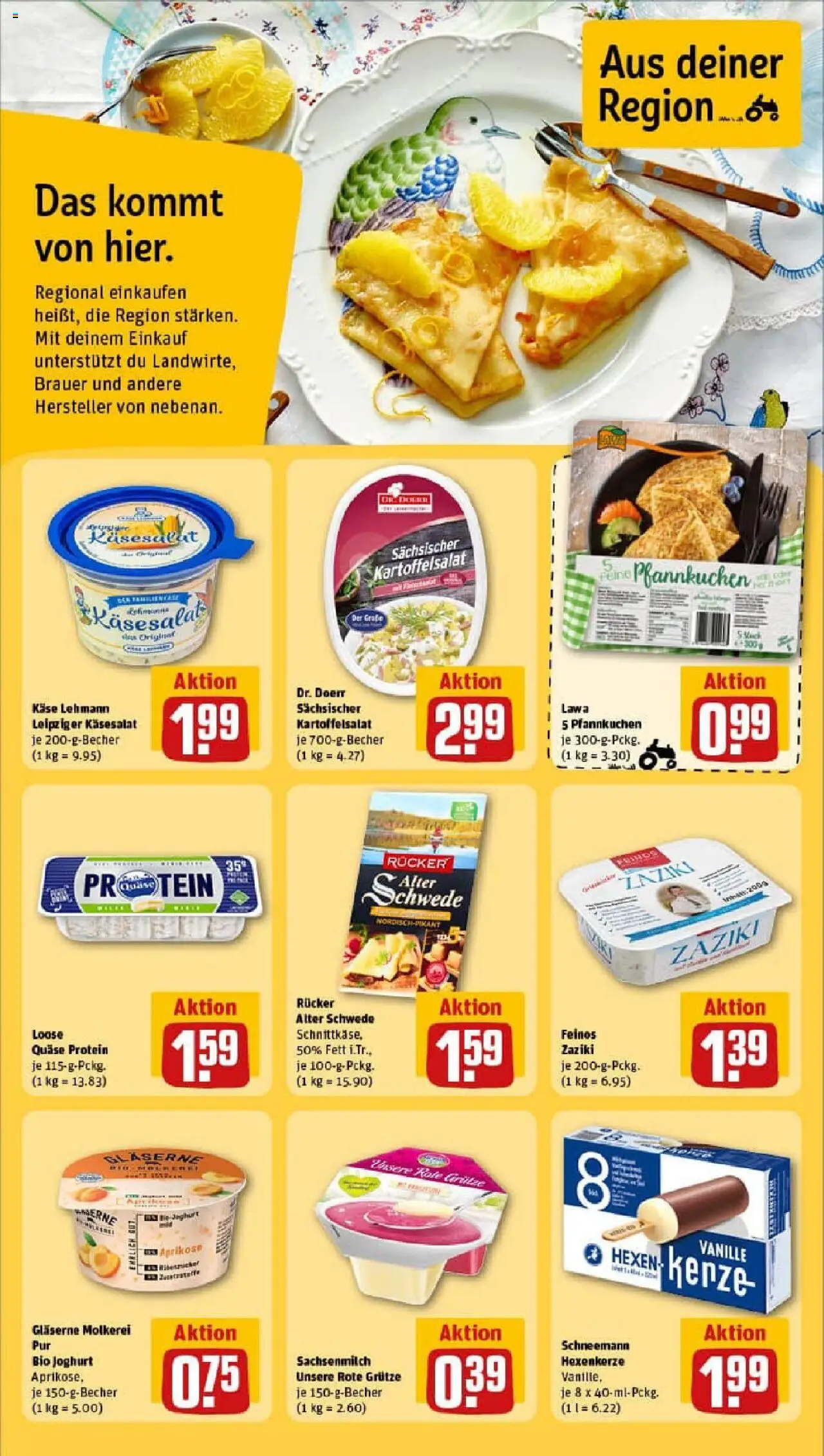 Rewe prospekt Leinefelde-Worbis	 - gültig ab dem 11.08.2025 | Seite: 14 | Produkte: Käse, Joghurt, Pfannkuchen