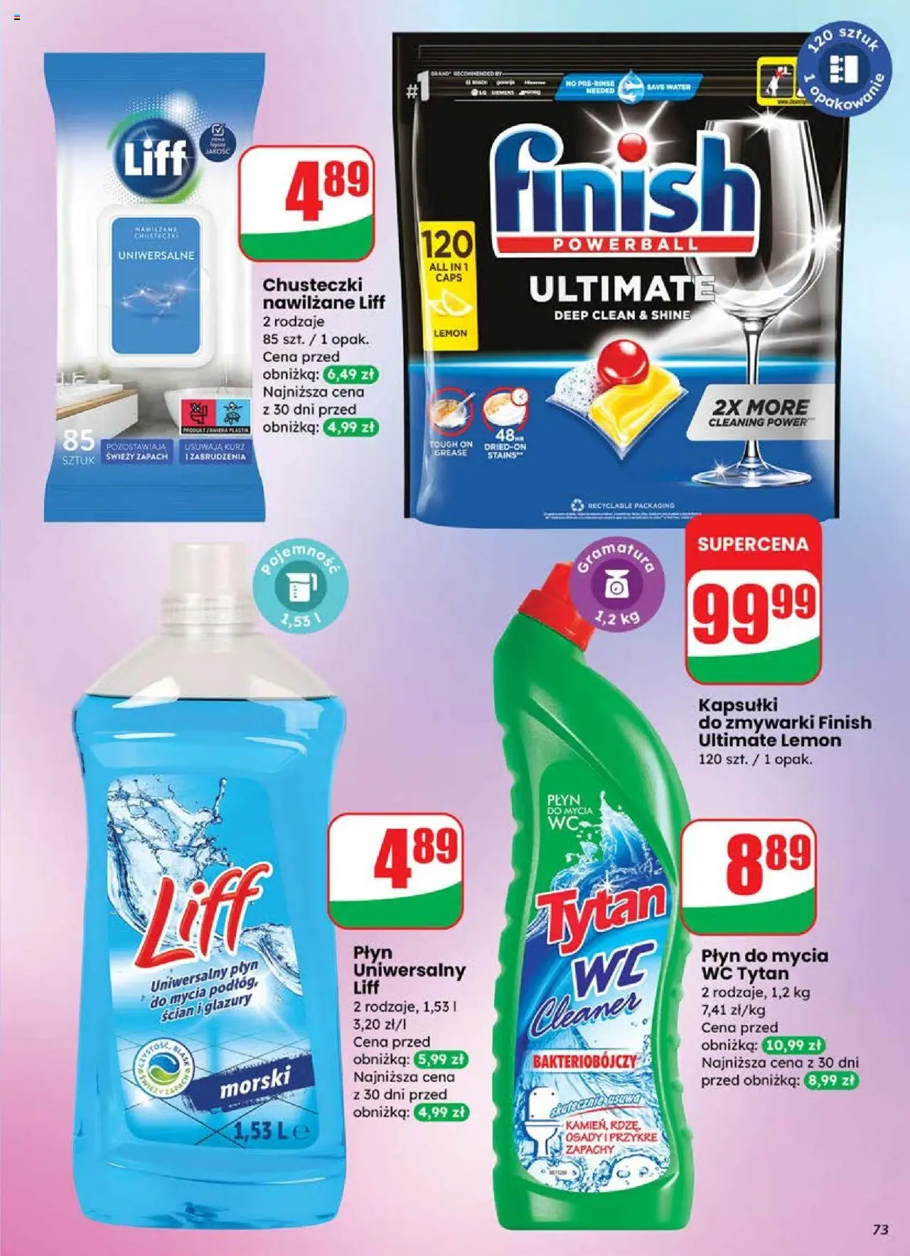 Dino Gazetka od 18.06.2025 | Strona: 73 | Produkty: Cleaner, Zapach, Finish, Kapsułki do zmywarki