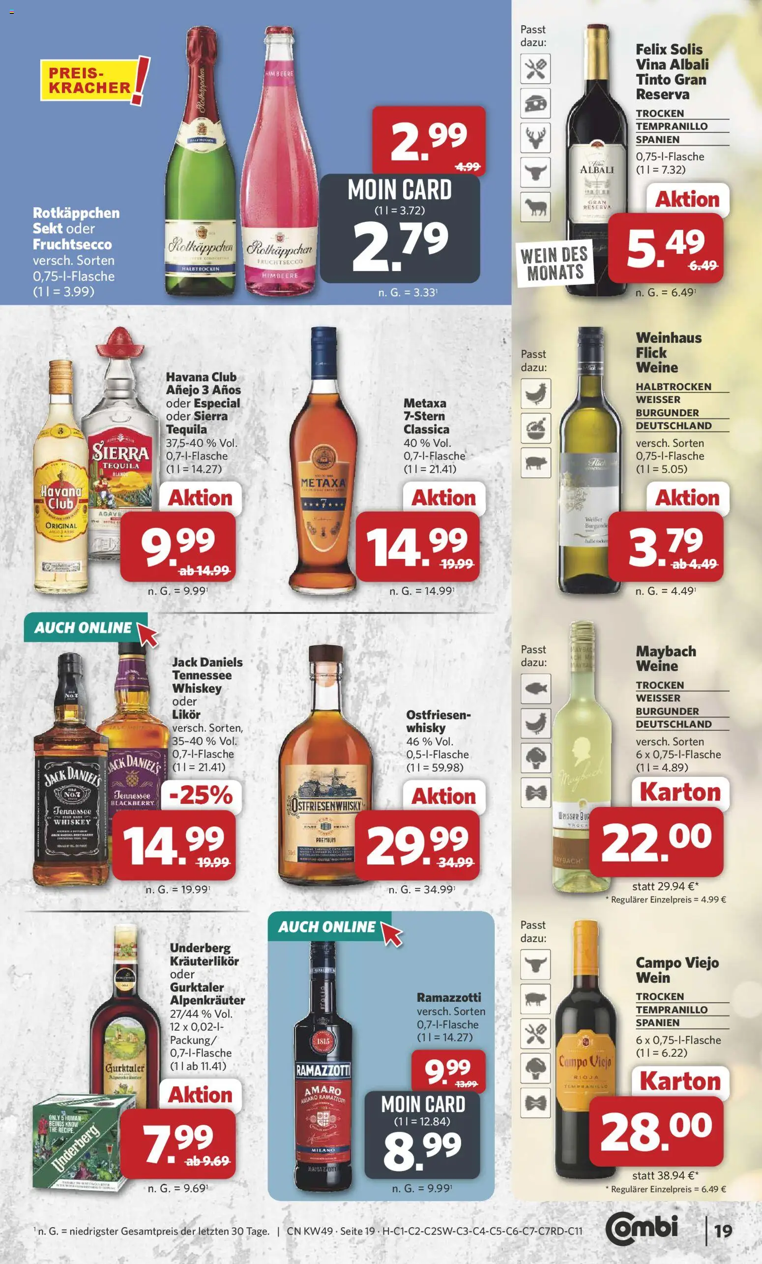 Combi Prospekt 	 – gültig ab 01.12.2025 | Seite: 19 | Produkte: Whisky, Likör, Fruchtsecco, Rotkäppchen