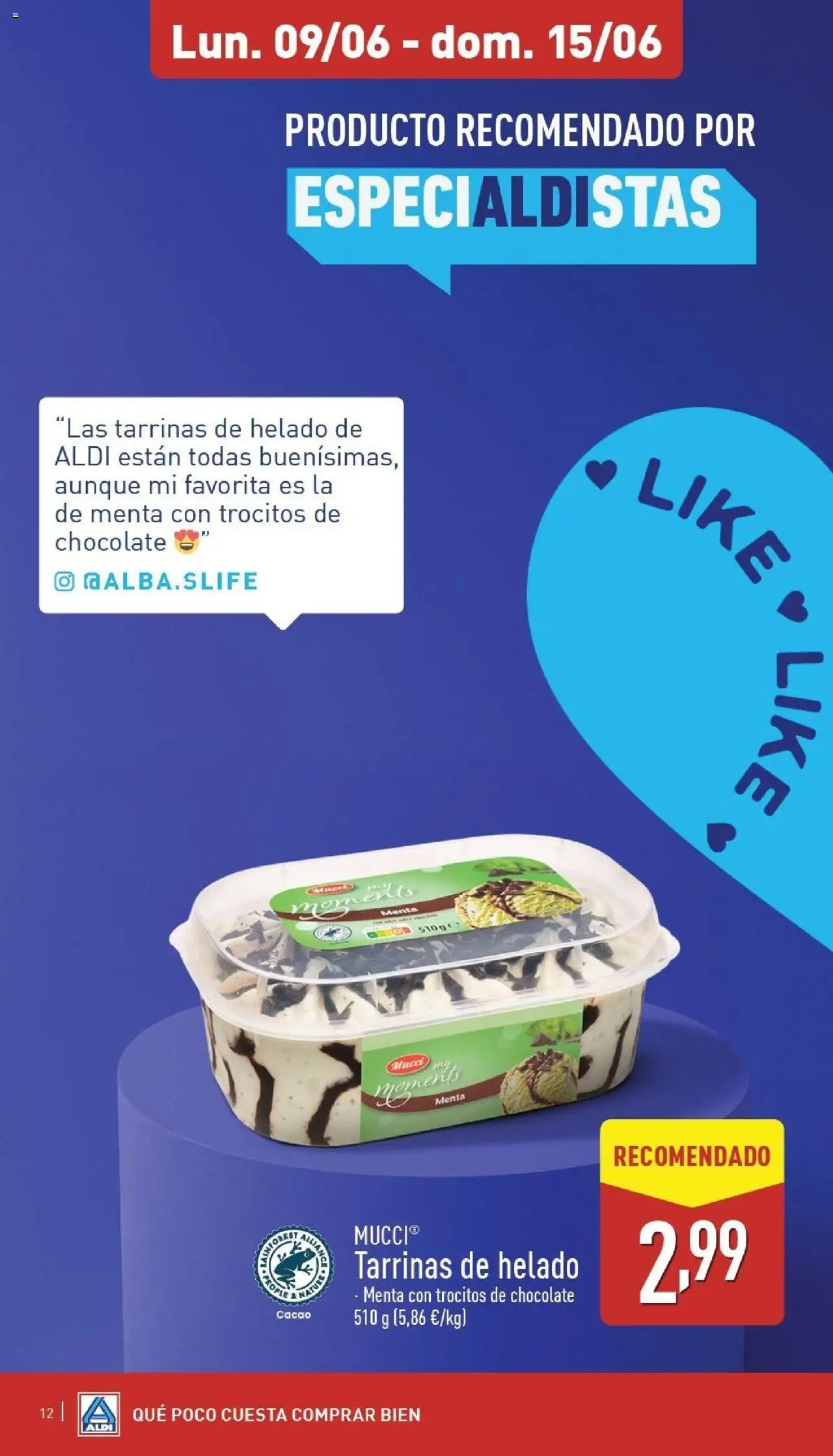 Aldi folleto Península │ válido desde el 09.06.2025 | Página: 12 | Productos: Chocolate, Helado, Φρυγανιές σικάλεως