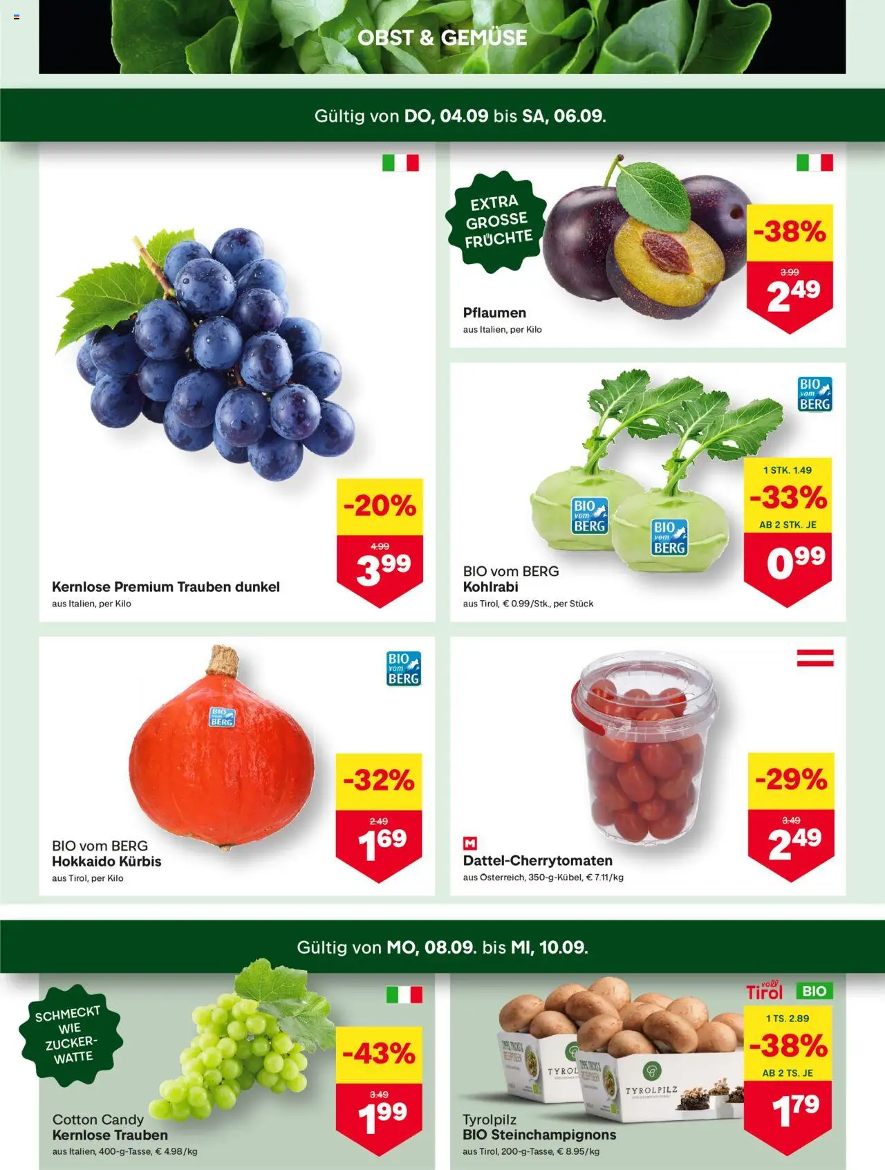 MPREIS Absam gültig ab 04.09.2025 | Seite: 2 | Produkte: Gemüse, Obst, Zucker, Kürbis