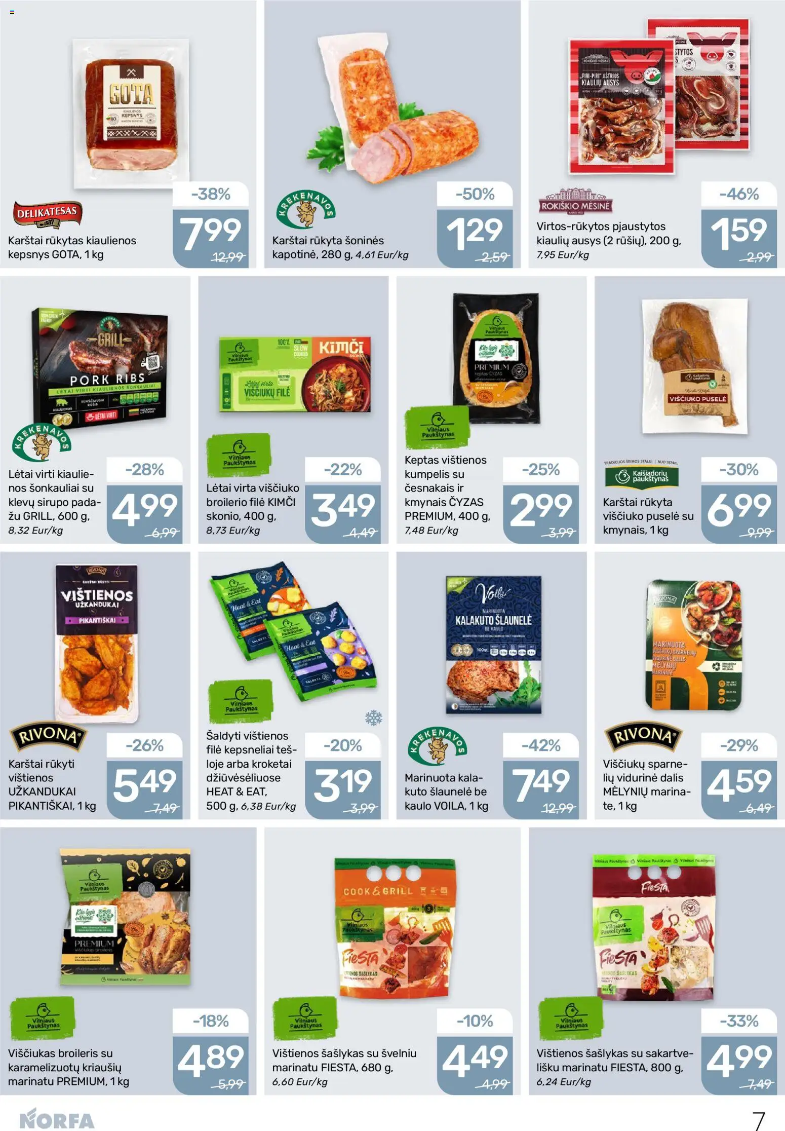 NORFA akcijos nuo 19.03.2026 | Puslapis: 7 | Prekių: Vištienos, Kiaulienos, Viščiukas, Viščiukų