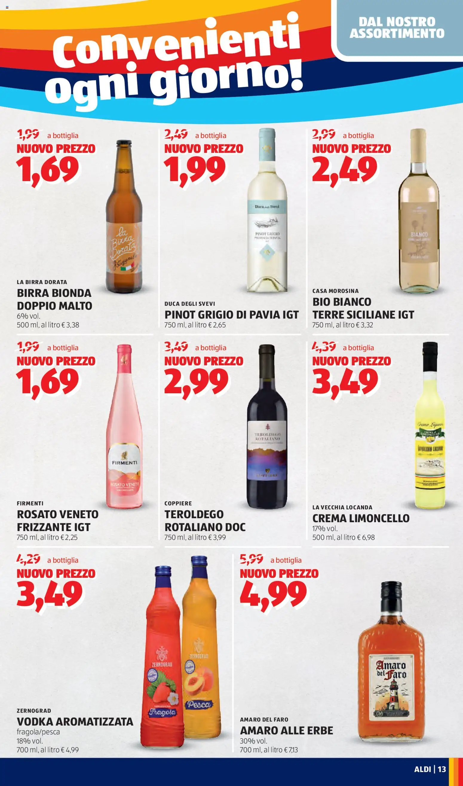 Volantino Aldi del 02.02.2026 | Pagina: 13 | Prodotti: Birra, Vodka, Bottiglia, Amaro