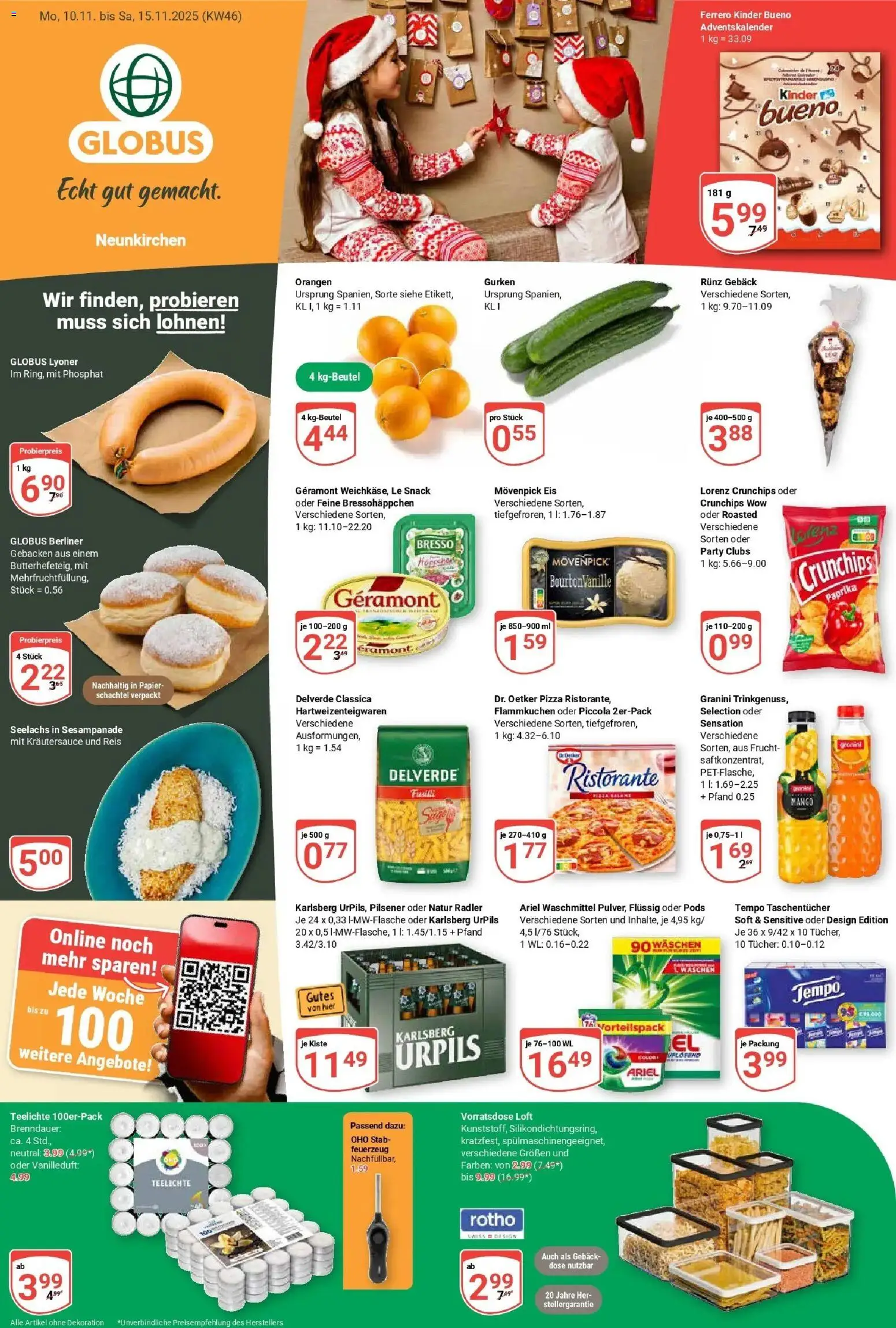Globus prospekt Neunkirchen	 – gültig ab 10.11.2025 | Seite: 1 | Produkte: Ristorante, Ariel, Mango, Granini