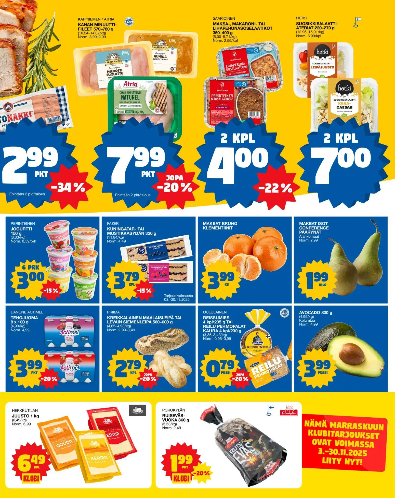 Tokmanni - EUROSPAR Ylöjärvi Ruokasanomat – voimassa 13.11.2025 alkaen | Sivu: 3 | Tuotteet: Päärynät, Juusto, Jogurtti, Hunaja